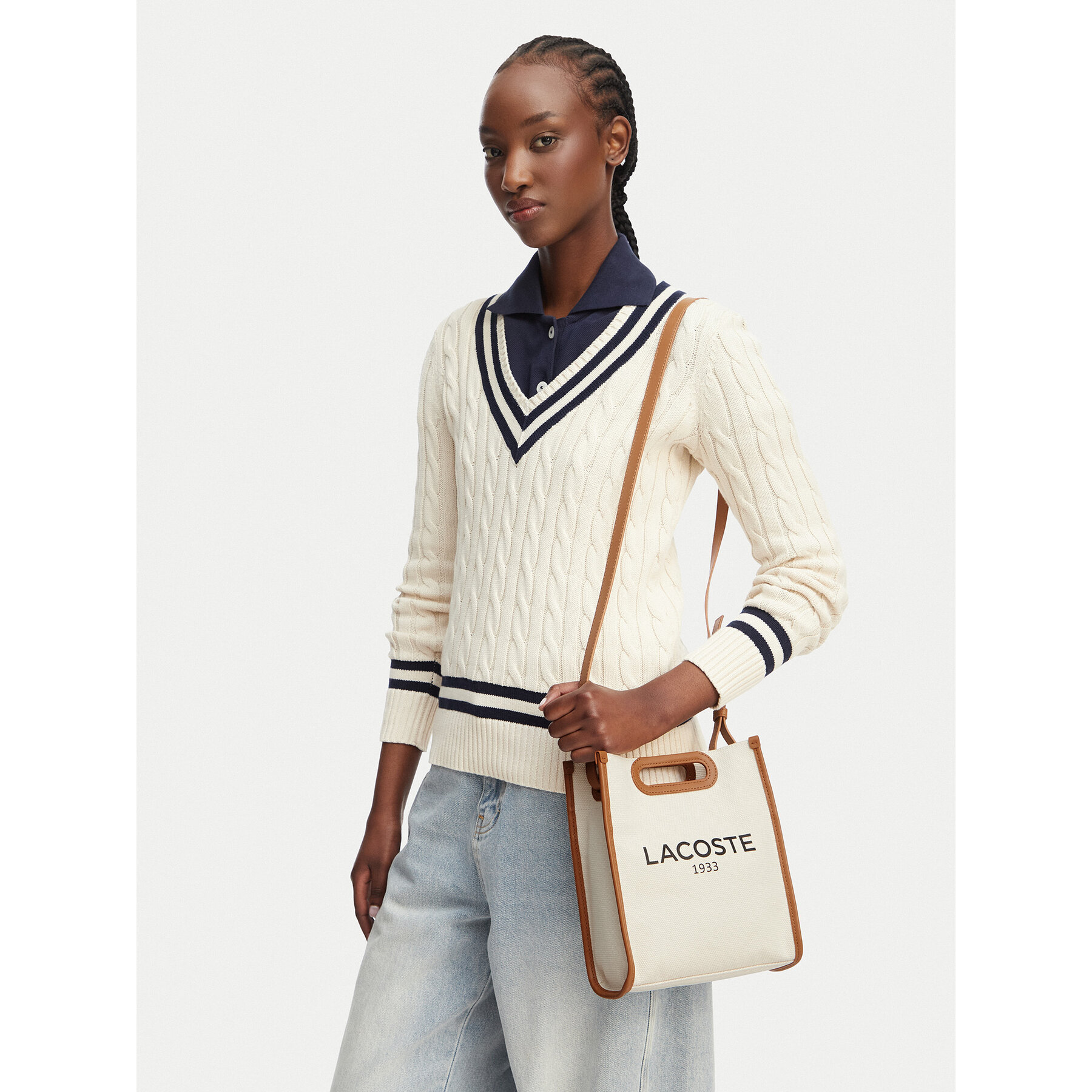 Torbica Lacoste Small Heritage Canvas Tote NF5232TD Krem