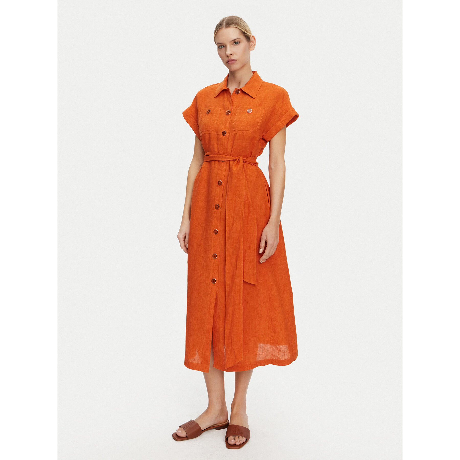 Luisa Spagnoli Hemdkleid Parete 541978 Orange Regular Fit