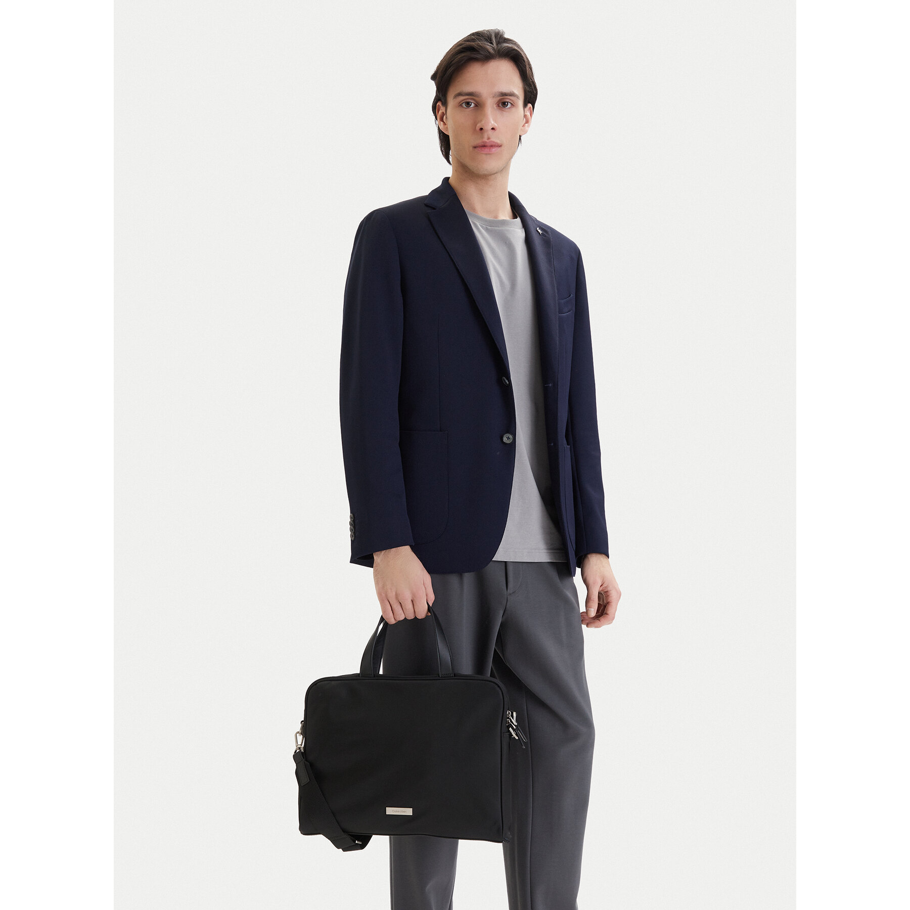Torba za laptop Calvin Klein Sleek Slim Commuter LV04D3351G Crna