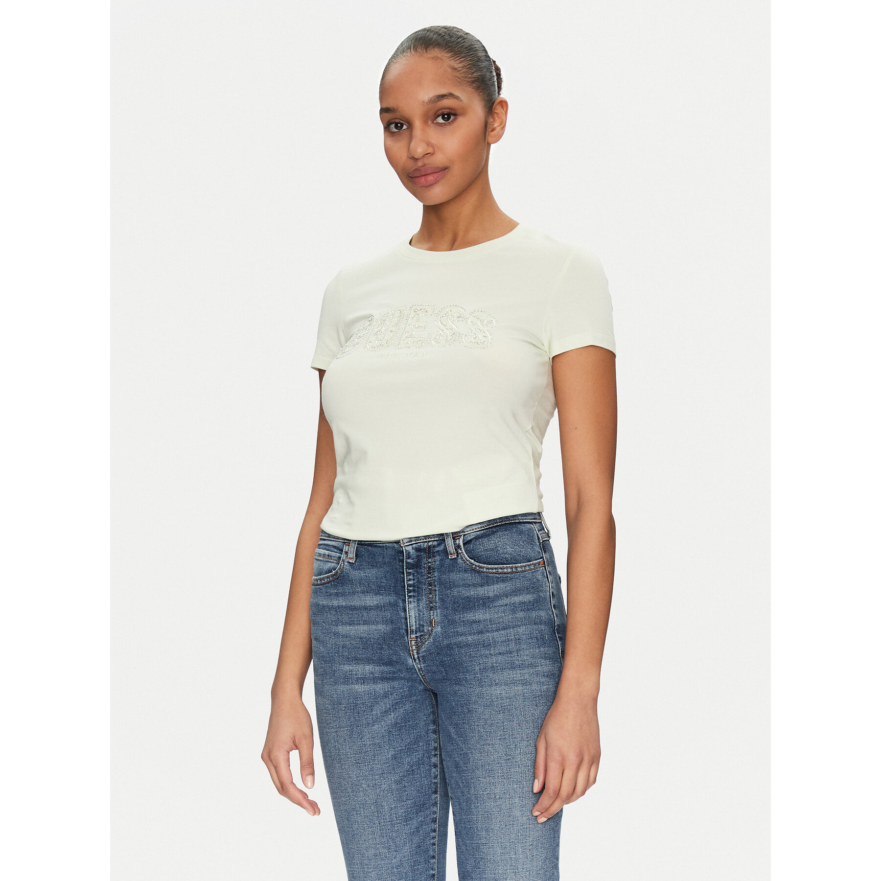 Guess T-Shirt W5GI04 J1314 Κίτρινο Slim Fit