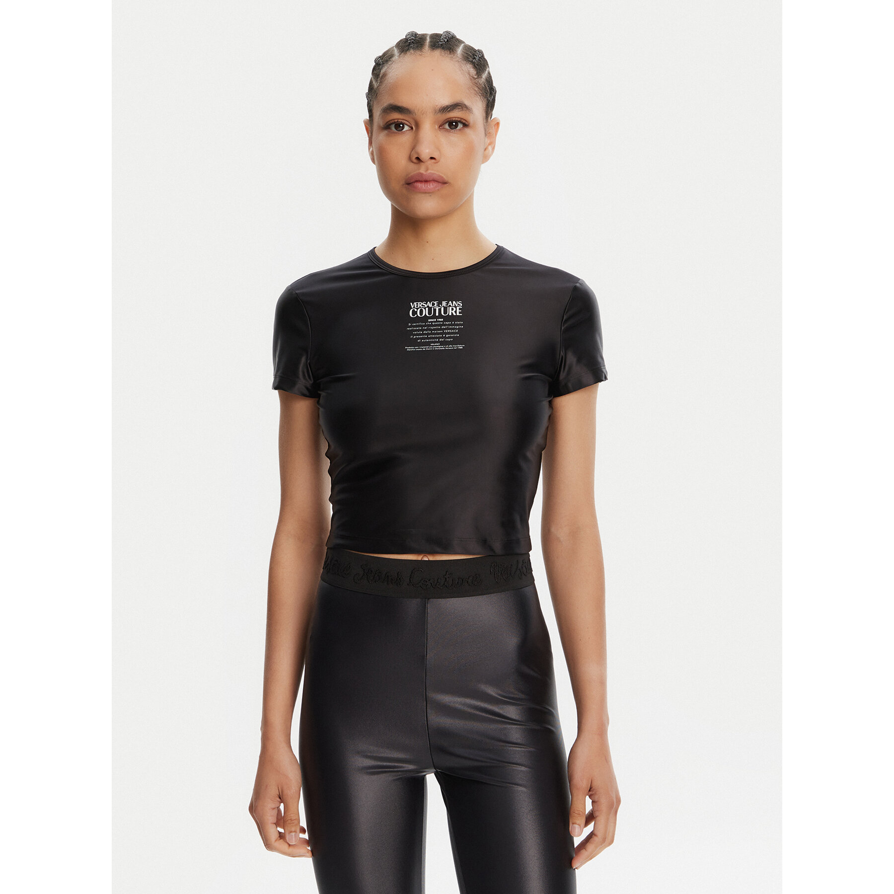 Versace Jeans Couture Majica 78HAH6A2 Črna Slim Fit