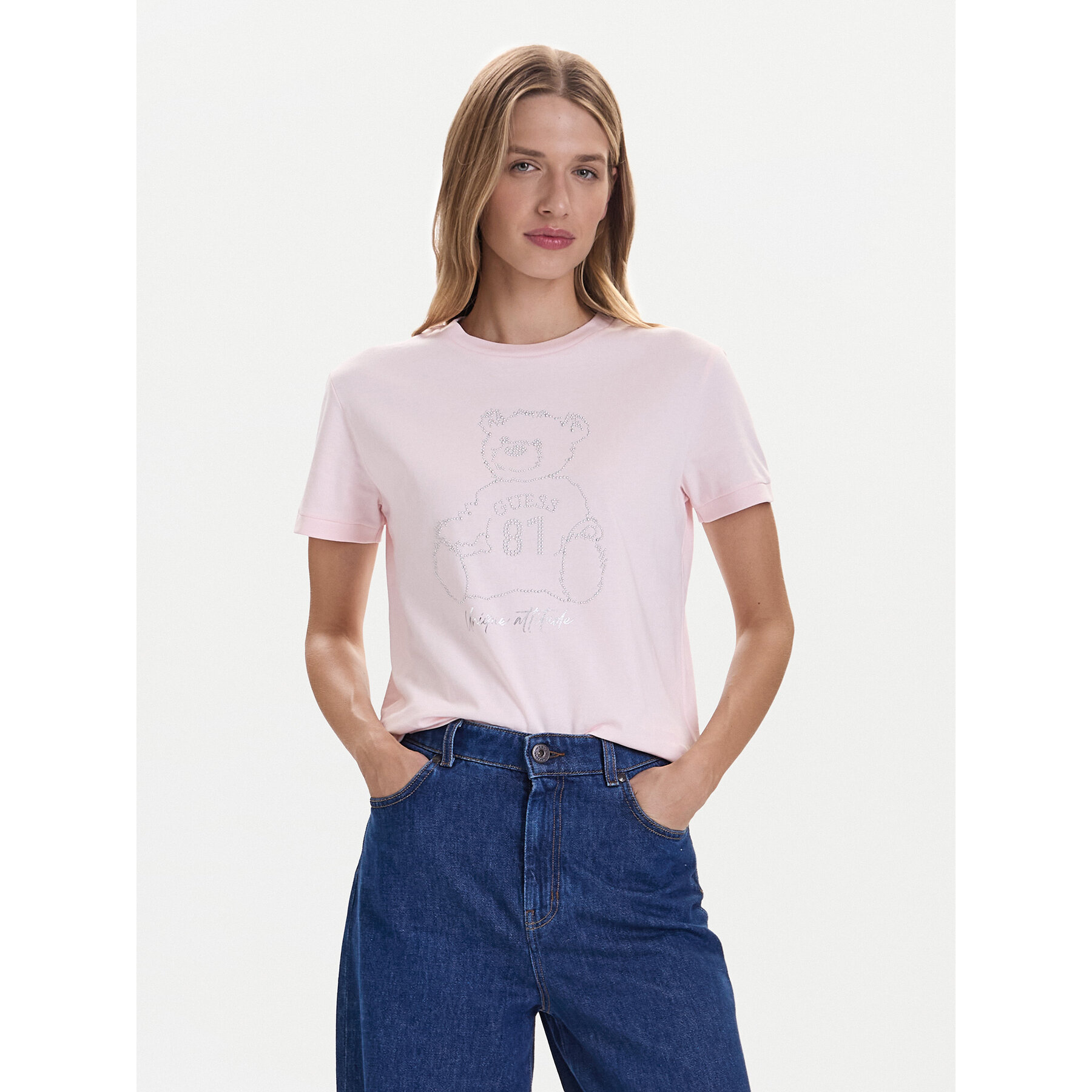 Guess T-Shirt V5BI16 K8FQ4 Rosa Regular Fit
