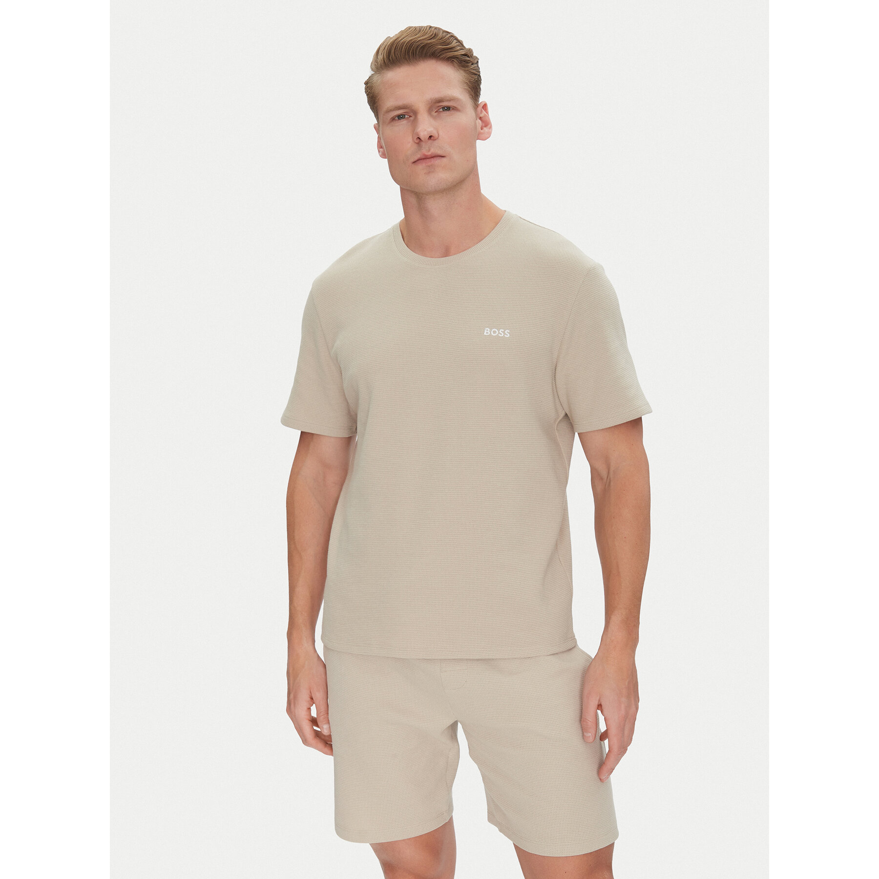 BOSS Póló Waffle 50535891 Bézs Regular Fit