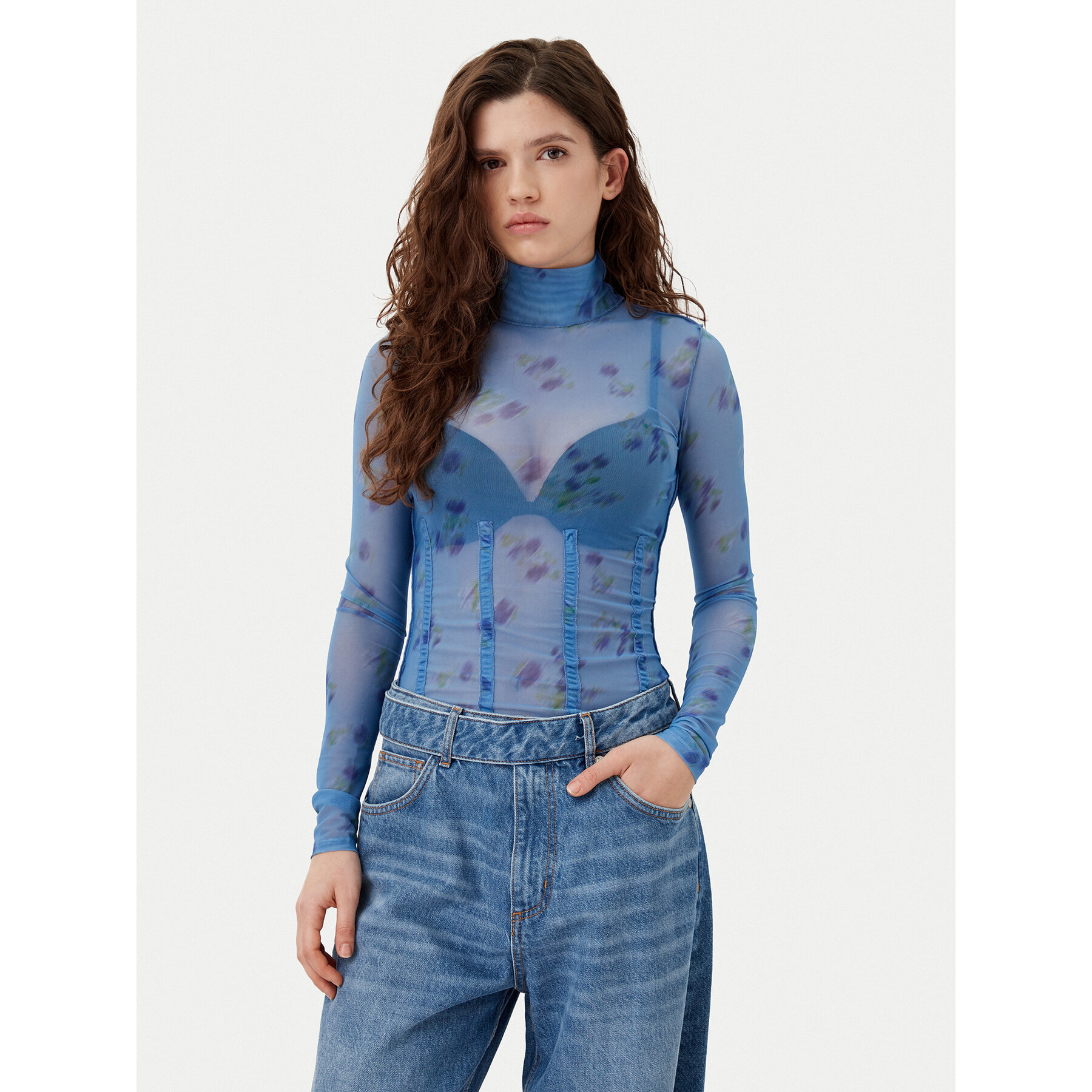 HUGO Rollkragenpullover 50534053 Blau Regular Fit