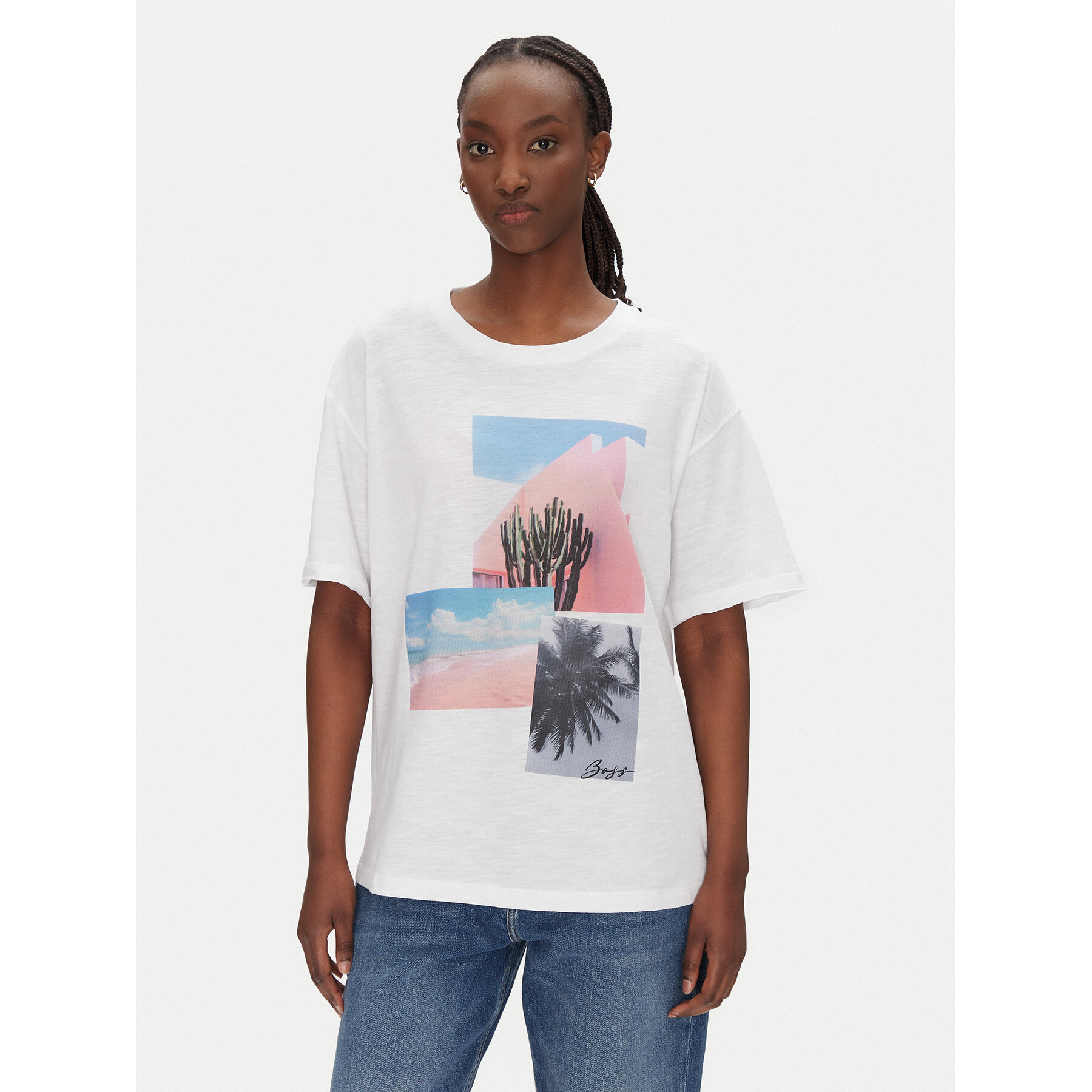 BOSS T-shirt C_Eband_4 50540433 Bianco Relaxed Fit