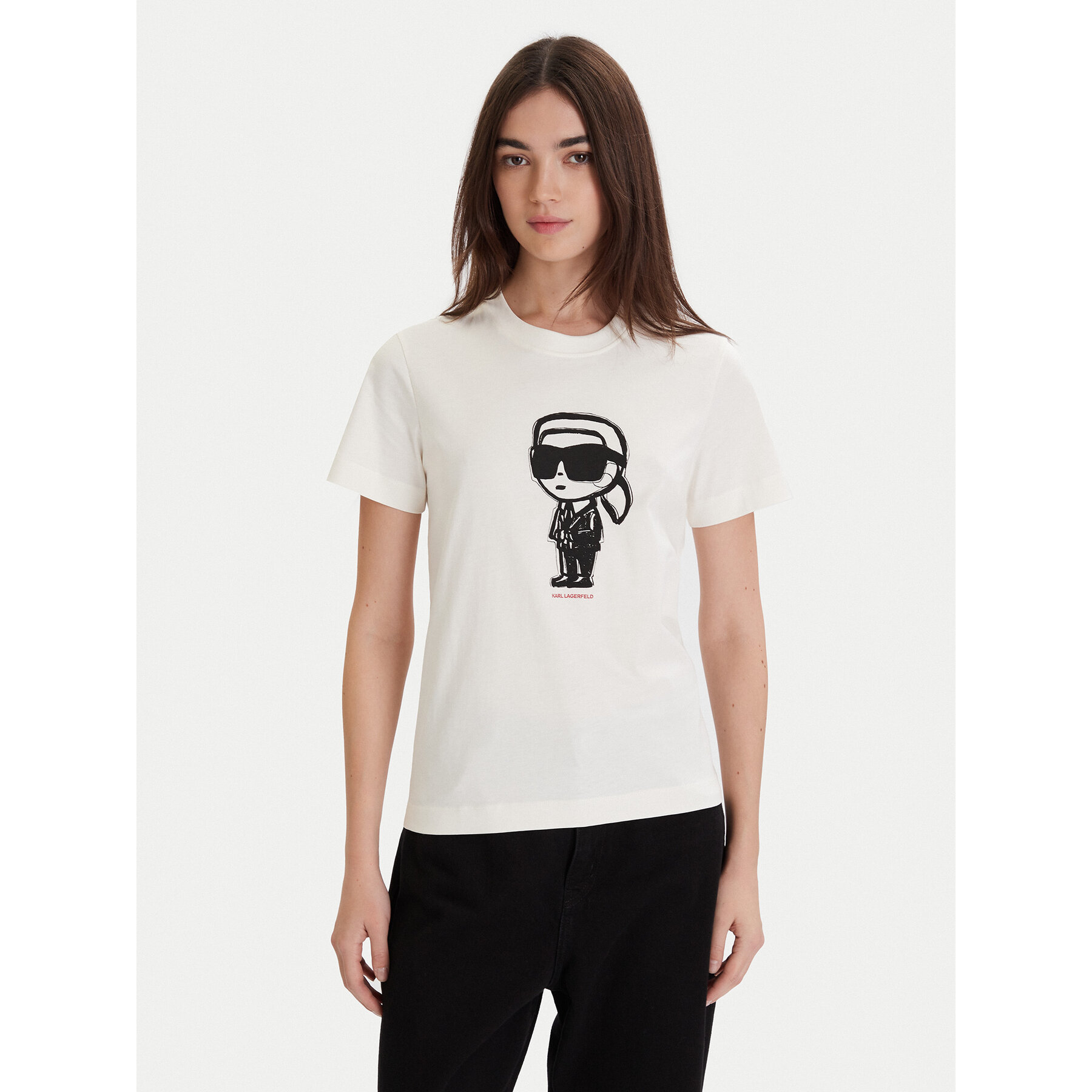 KARL LAGERFELD Majica A1W17126 Écru Regular Fit