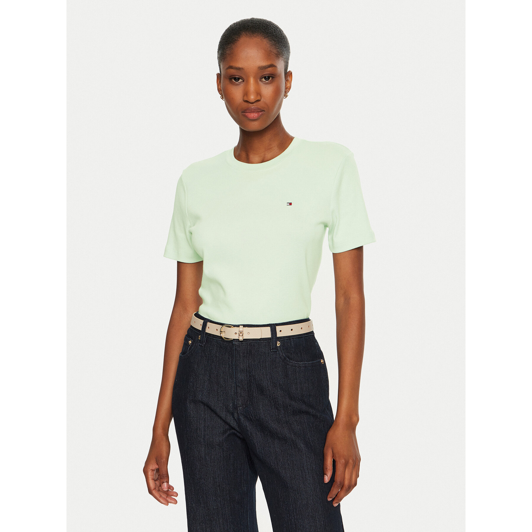 Tommy Hilfiger T-Shirt WW0WW40587 Πράσινο Slim Fit