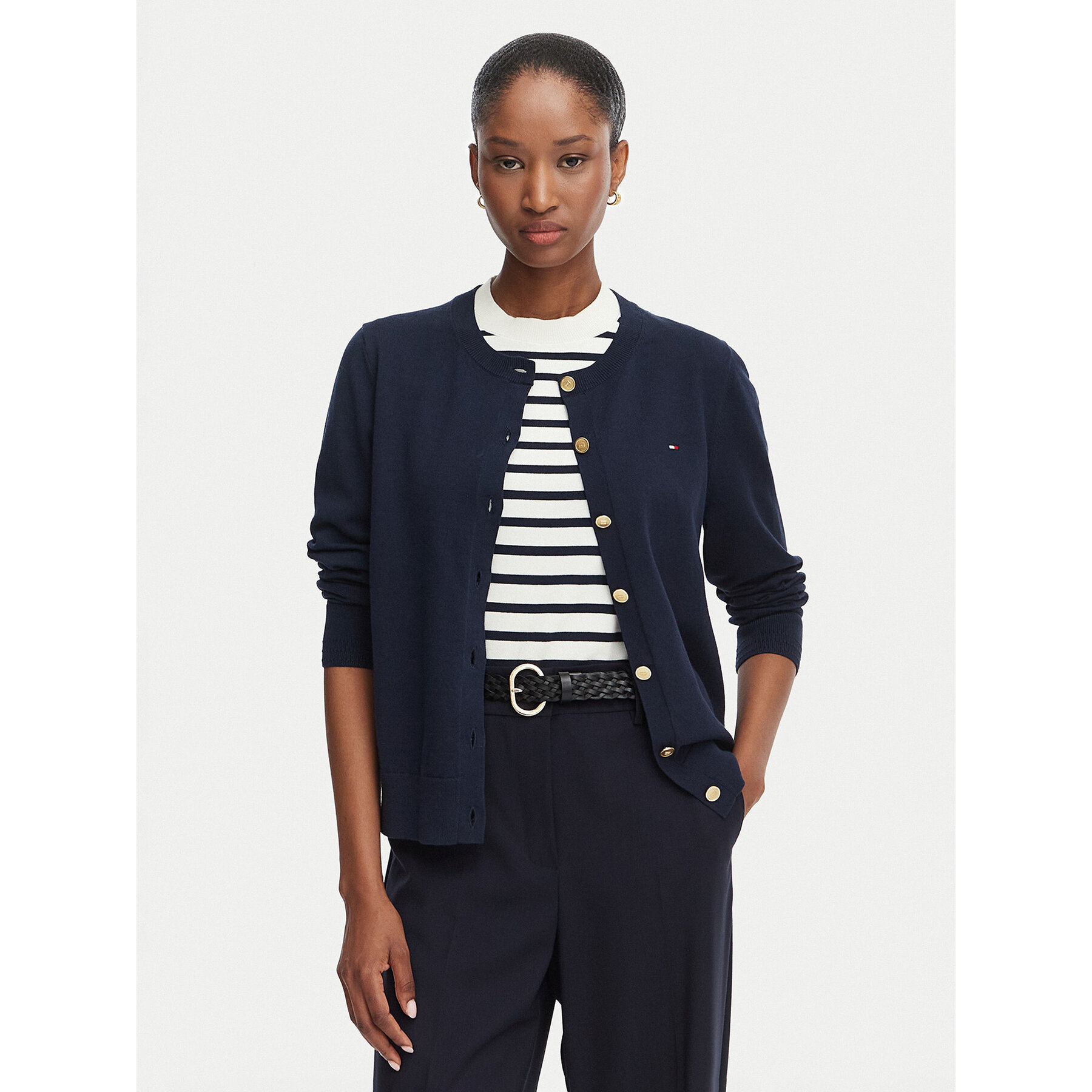 Tommy Hilfiger Strickjacke Cable Fine WW0WW42370 Dunkelblau Regular Fit
