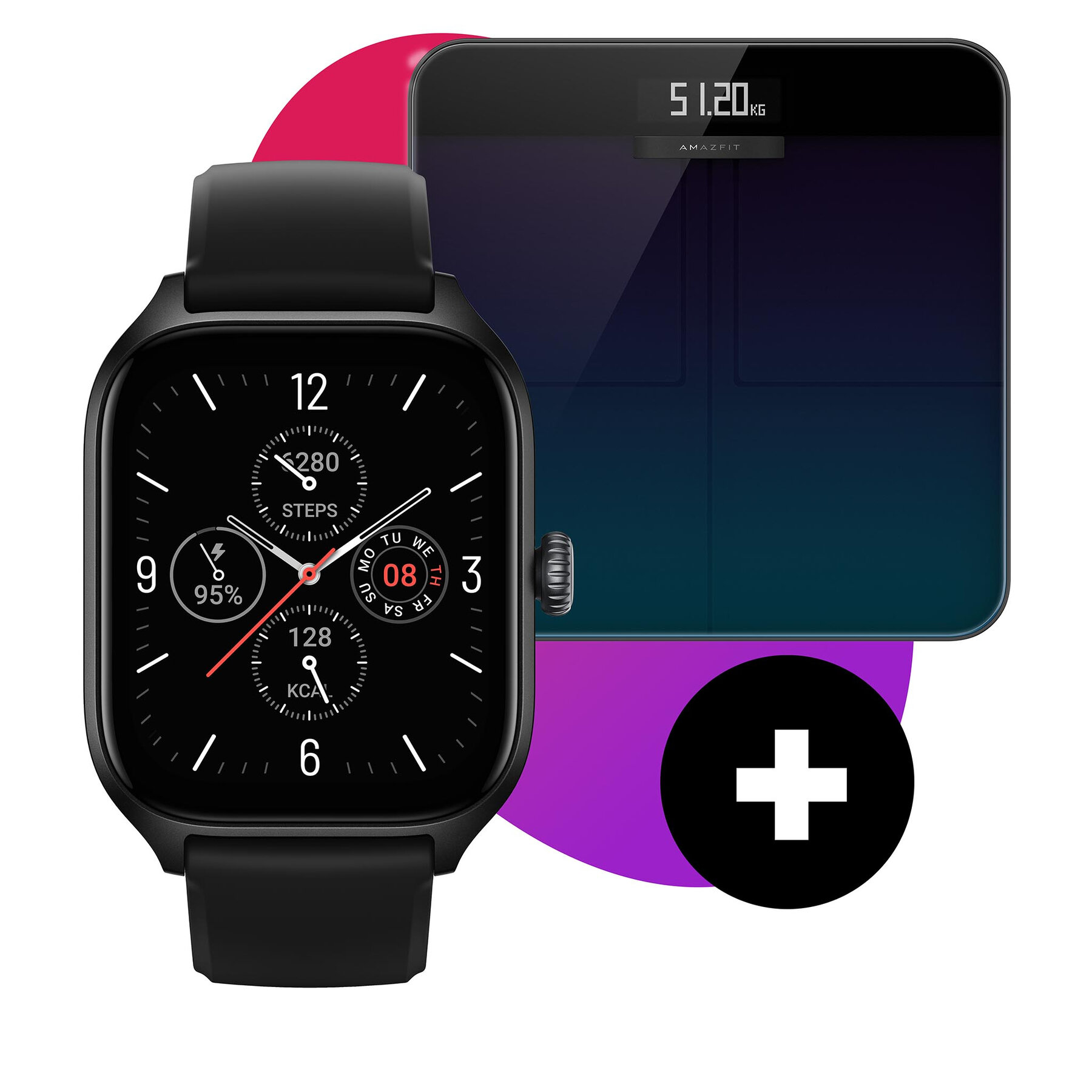 Set smartwatch cu cântar Smart Scale Amazfit Gts 4 A2168 Infinite Black A2168 imagine super redus 2022