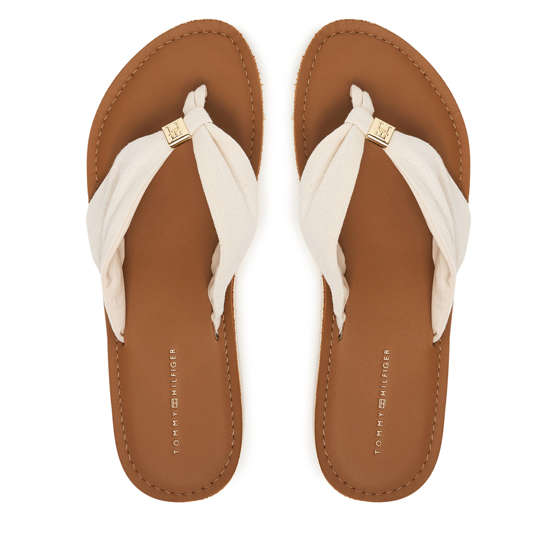 Žabky Tommy Hilfiger Th Ltr Footbed Summer Sandal FW0FW09194 Écru