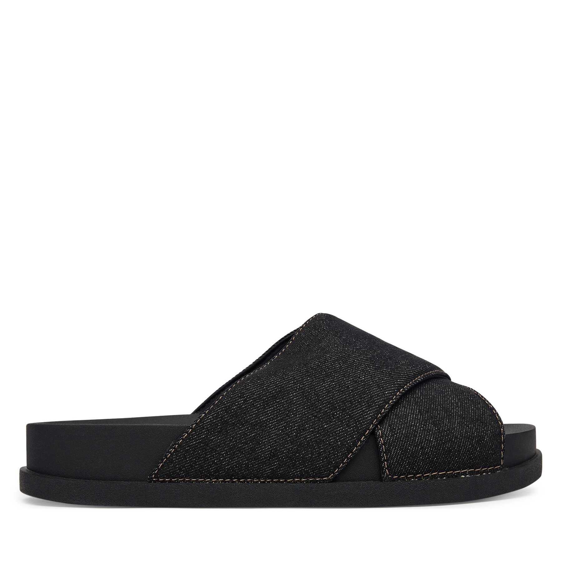 Παντόφλες Tommy Jeans Tjw Comfort Slides Washed Denim EN0EN02898 Μαύρο