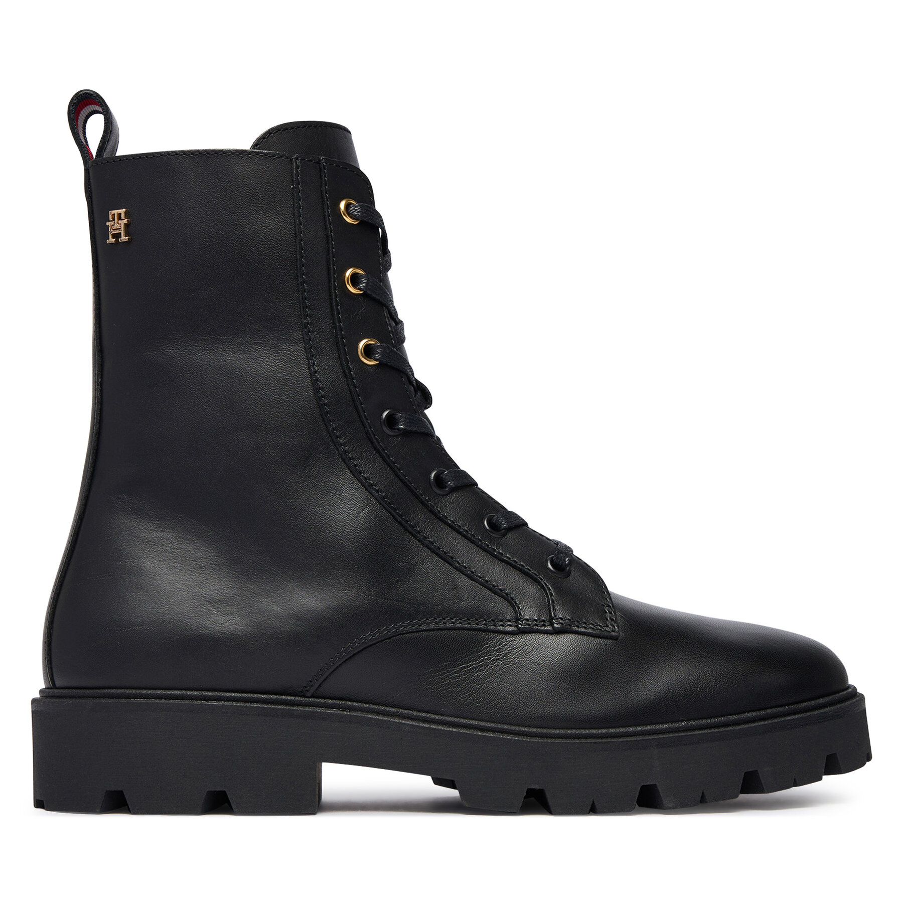 Gležnjače Tommy Hilfiger TH Stud Leather Lace-Up Boot FW0FW09571 Crna