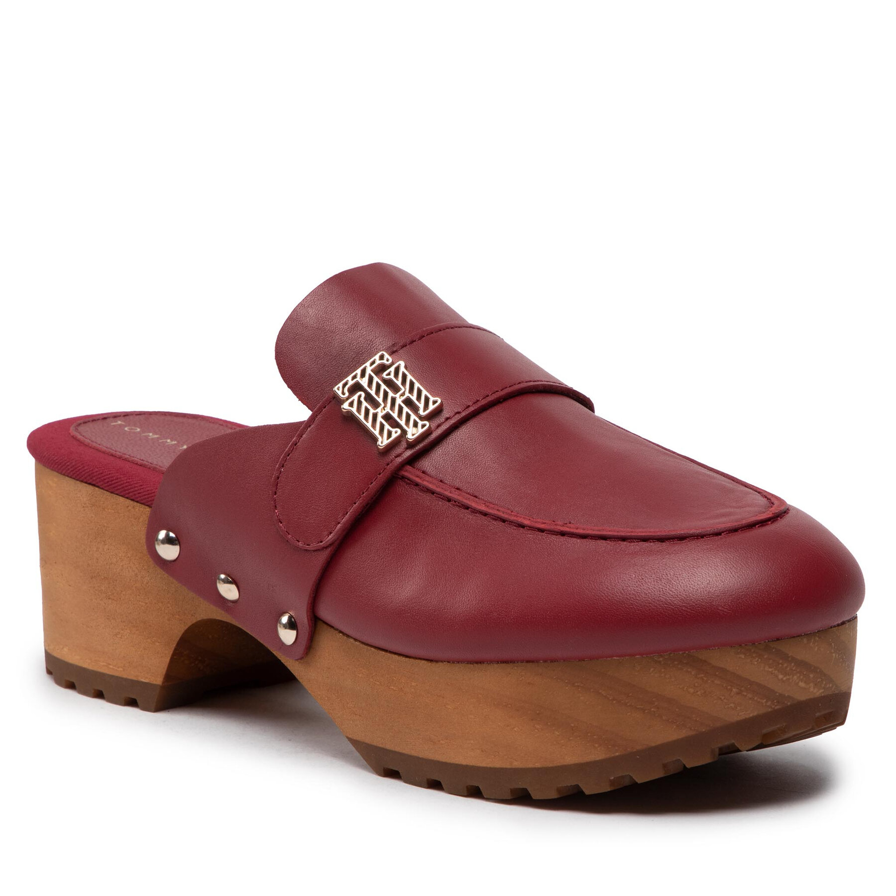 Chanclas Tommy Hilfiger Th Hardware Mid Hell Clog FW0FW06602 Guinda/burdeos