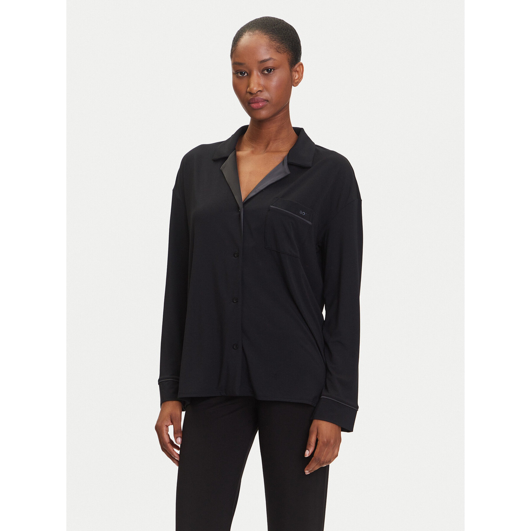 BOSS Pizsama felső Sheen 50545588 Fekete Relaxed Fit