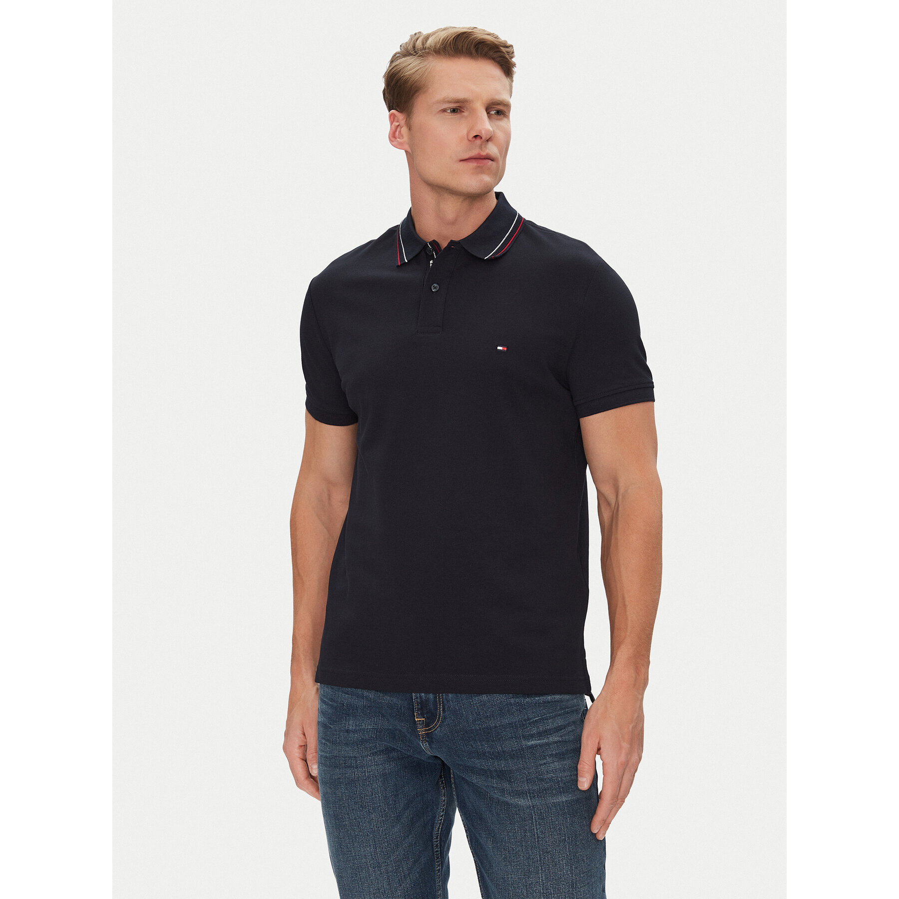 Tommy Hilfiger Polo marškinėliai Placket Interest MW0MW38459 Tamsiai mėlyna Regular Fit