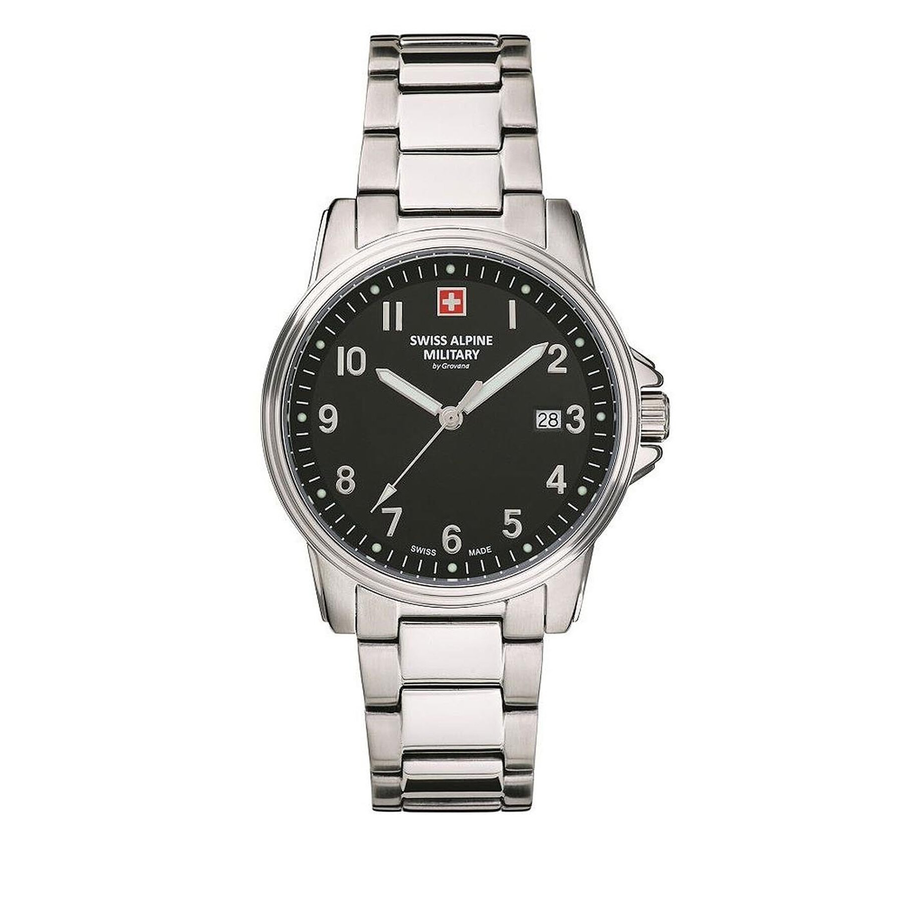 

Годинник Swiss Alpine Military 7011.1137 Black/Silver/Silver, Срібний