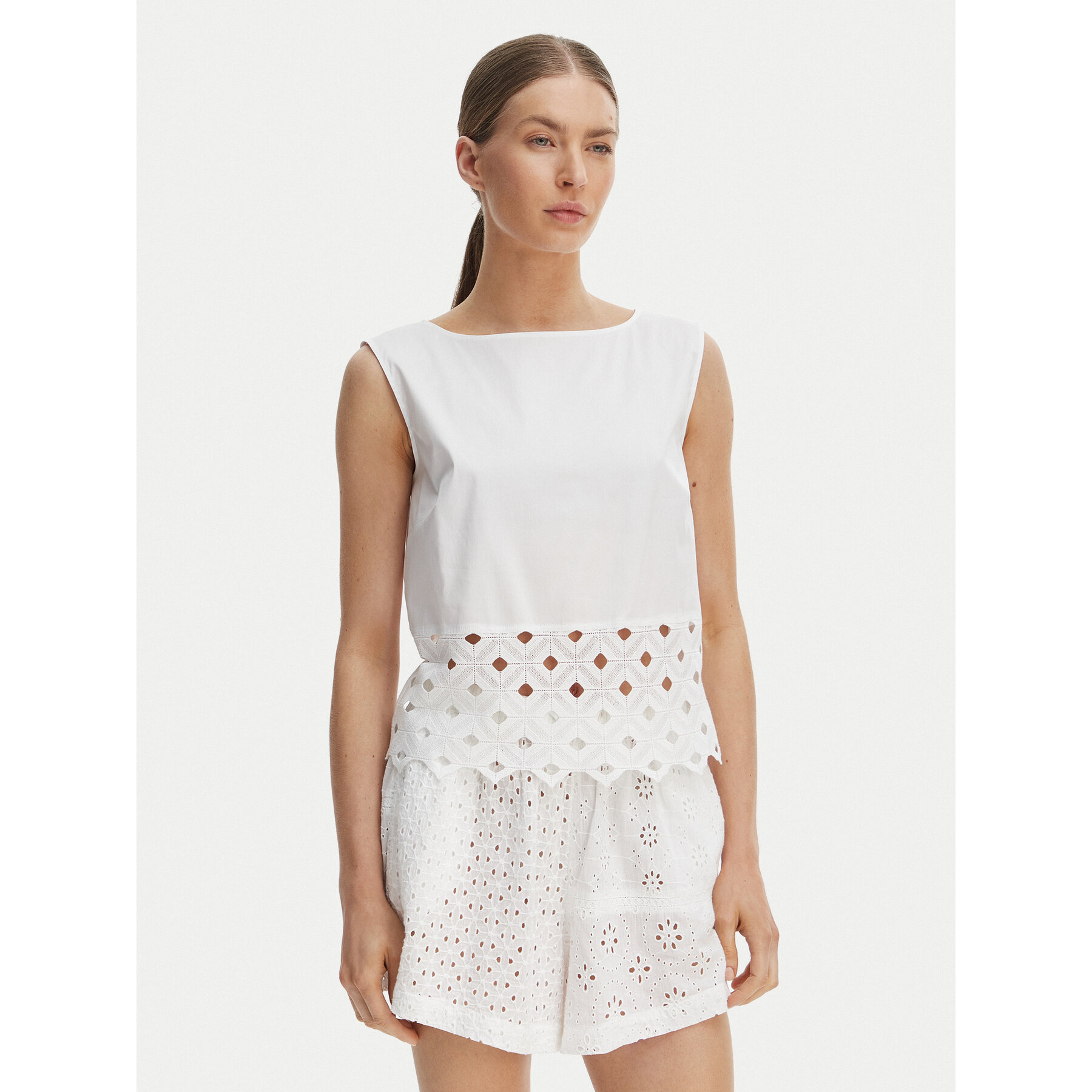 Max Mara Beachwear Top Maggio 2616161039 Weiß Regular Fit