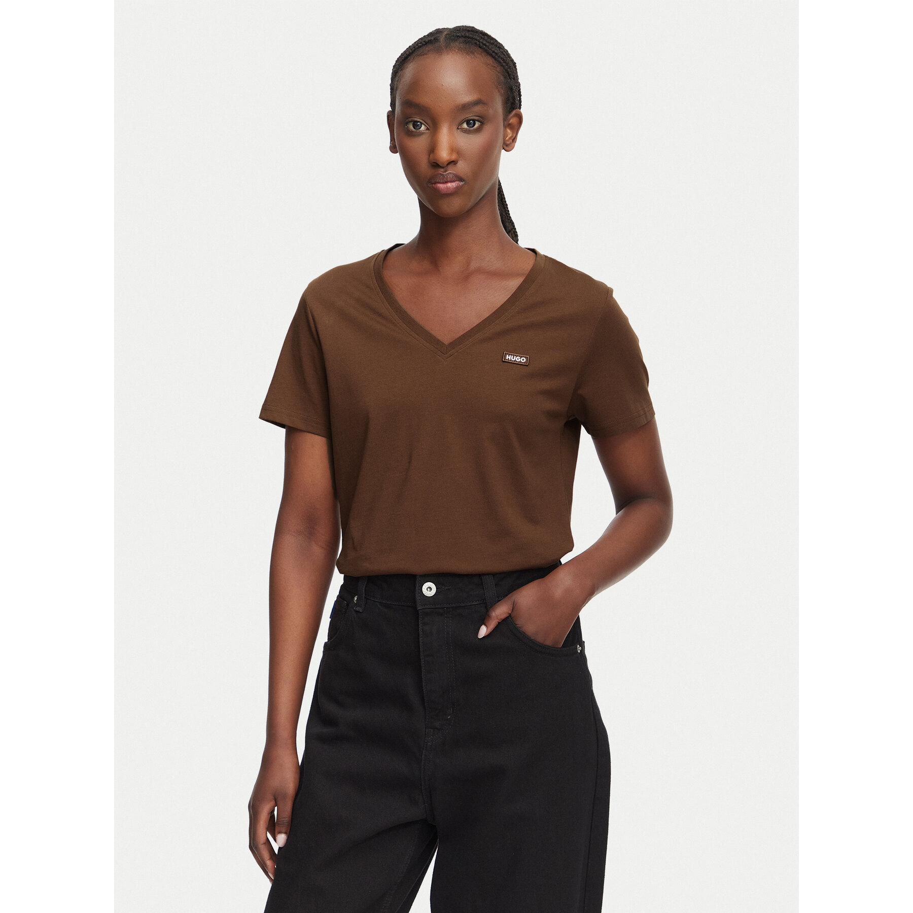 HUGO T-Shirt Classic 50513667 Braun Slim Fit