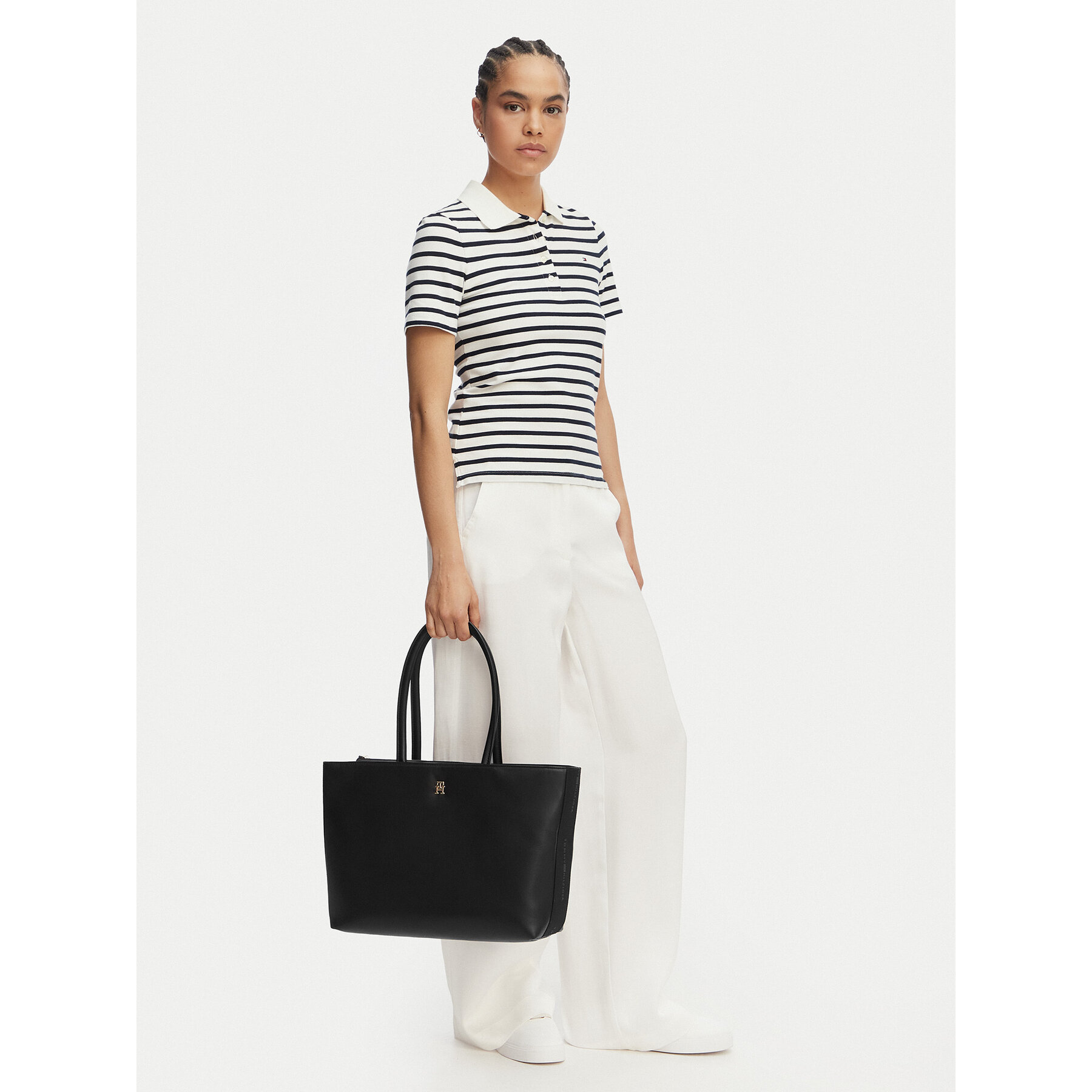 Дамска чанта Tommy Hilfiger Th Logotape Tote AW0AW18742 Черен