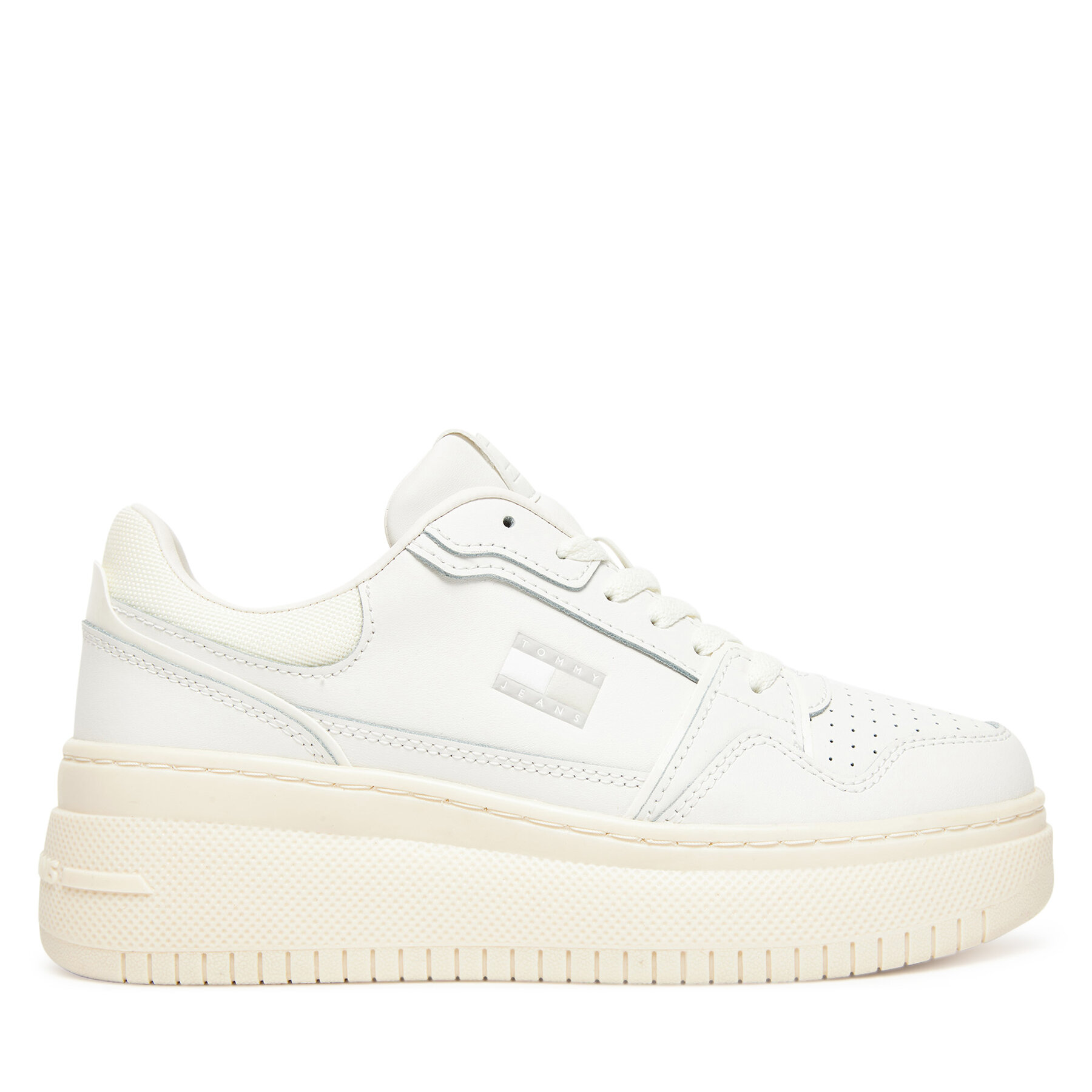 Sneakersy Tommy Jeans Tjw Retro Basket Flatform EN0EN02840 Écru