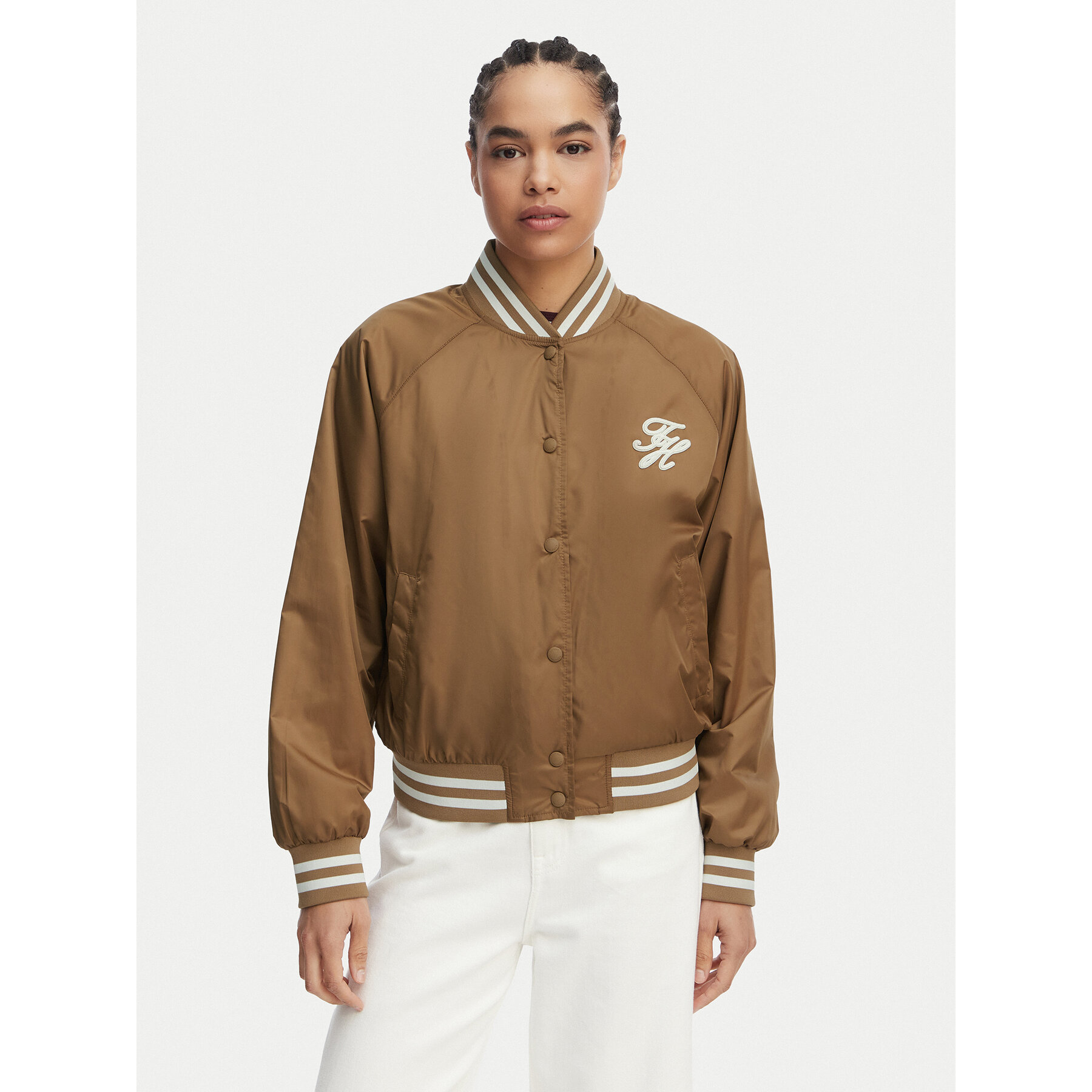 Tommy Hilfiger Bomberjacke Logo Appliqué WW0WW48618 Hellbraun Regular Fit