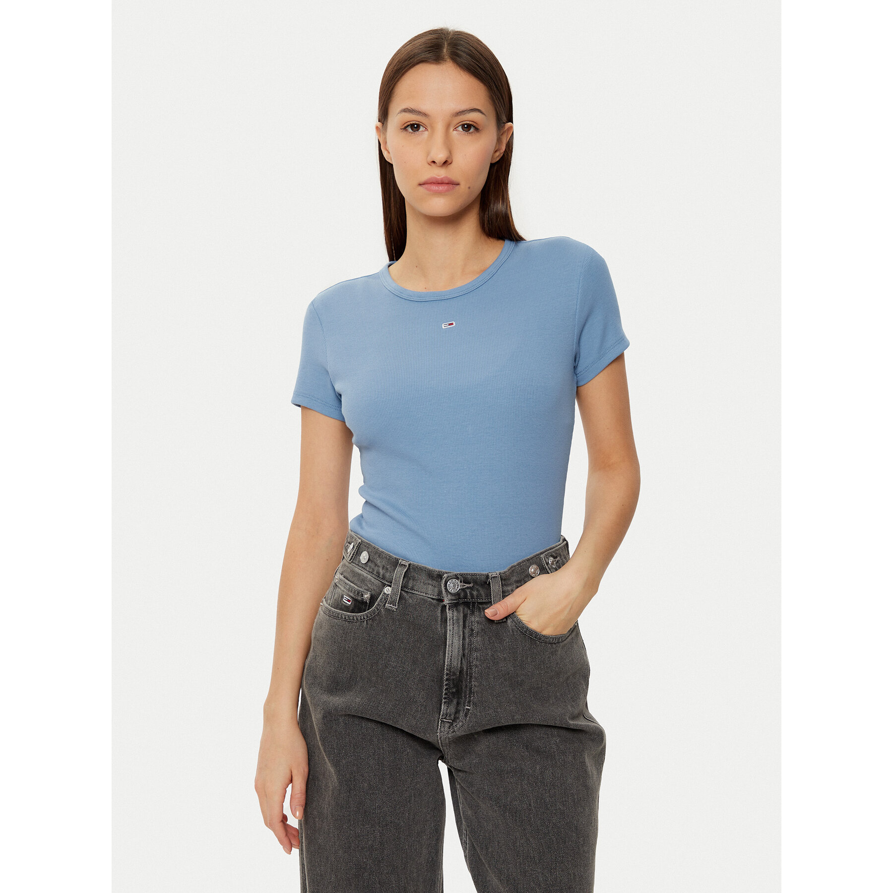 Tommy Jeans T-Shirt Essential DW0DW17383 Μπλε Slim Fit