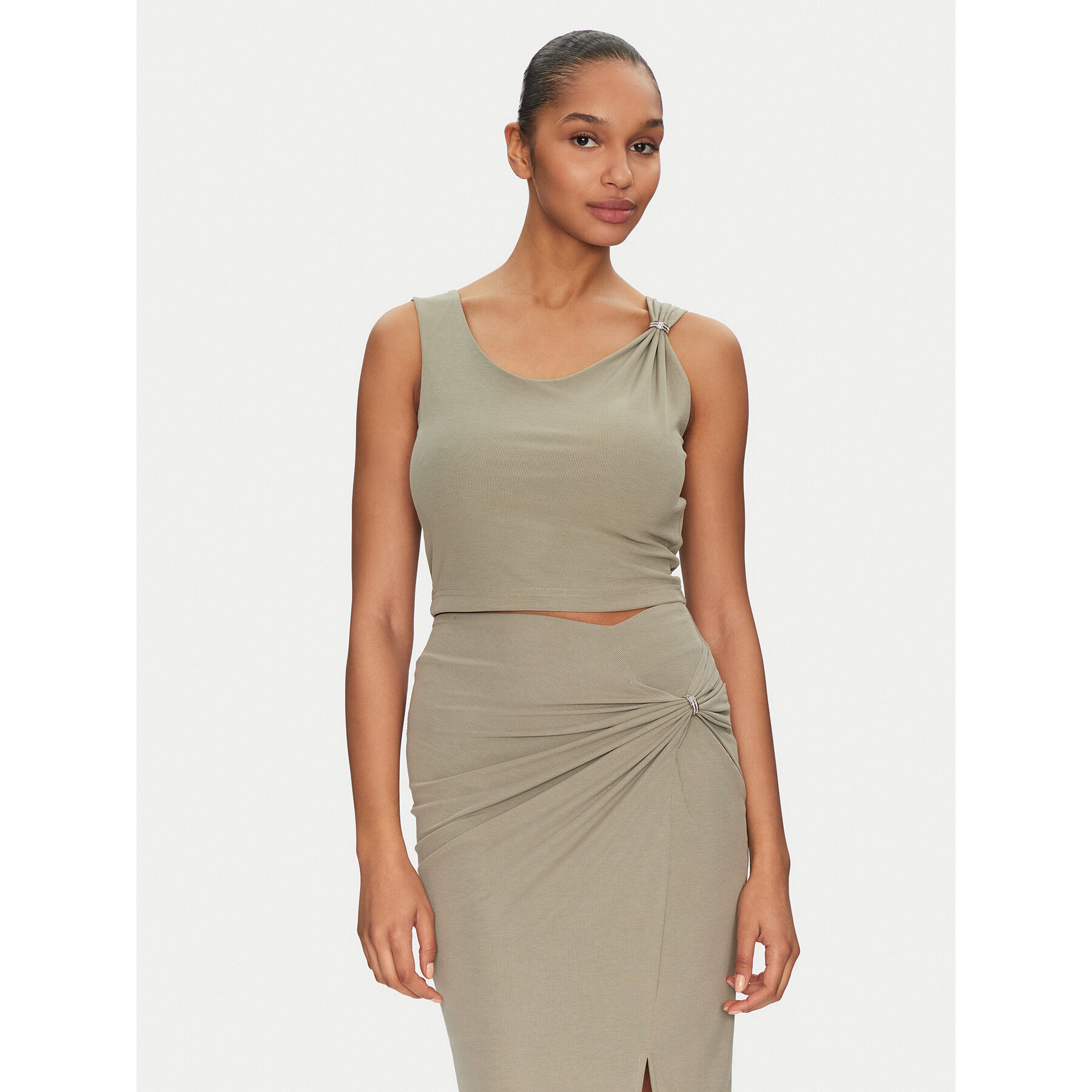 Guess Felső W5GP22 KAQL2 Zöld Regular Fit