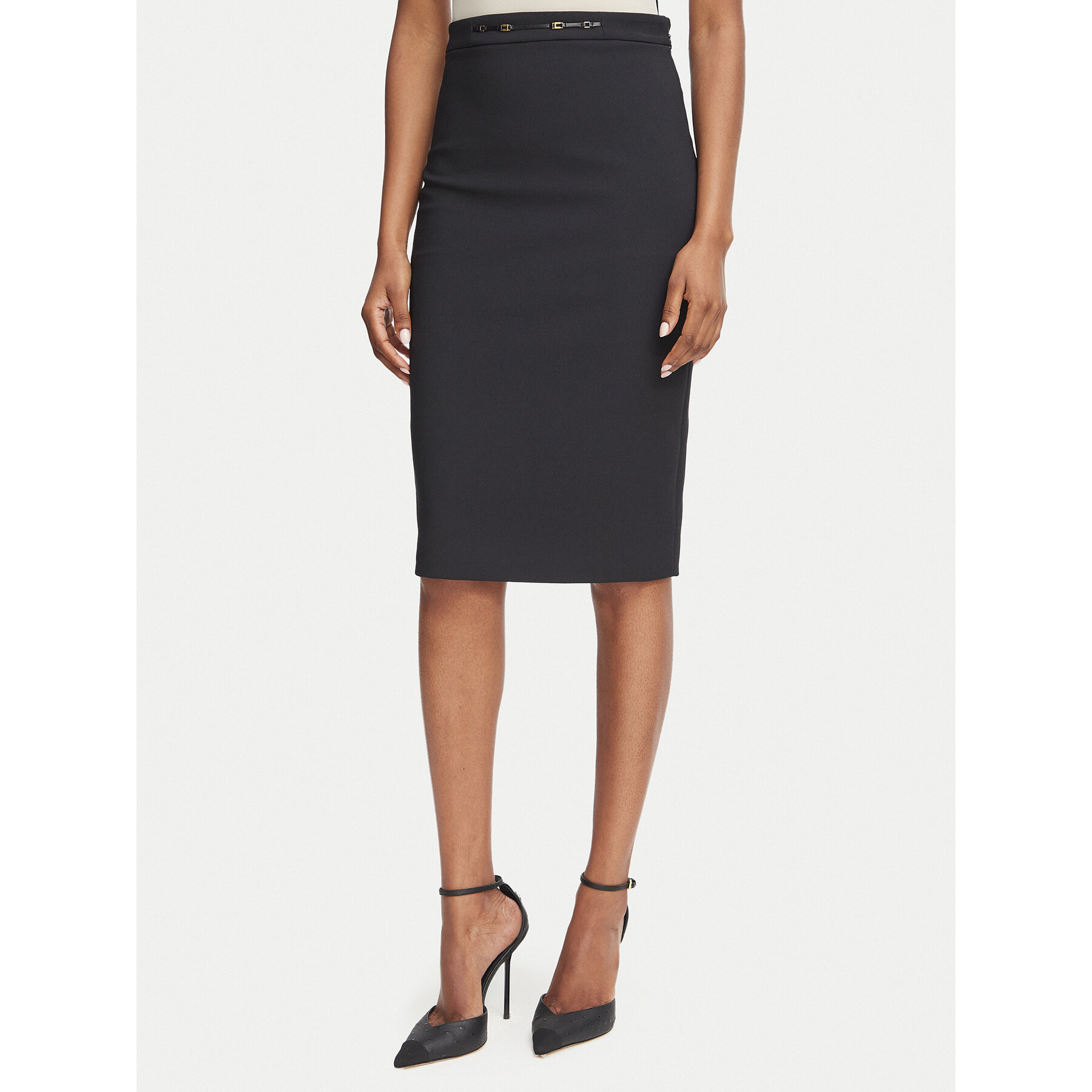 Elisabetta Franchi Bleistiftrock GO-223-66E2-V320 Schwarz Slim Fit