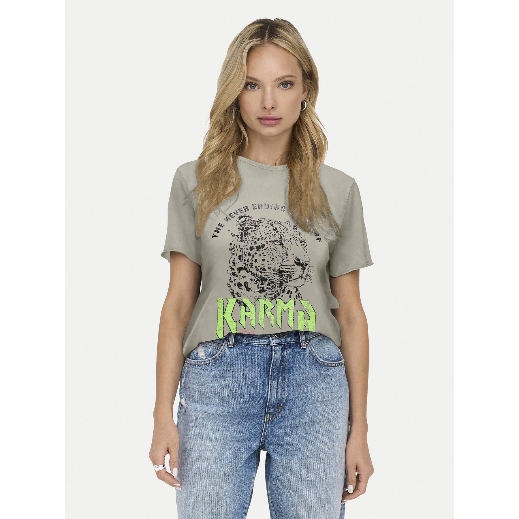 ONLY T-Shirt Lucy 15307412 Γκρι Regular Fit