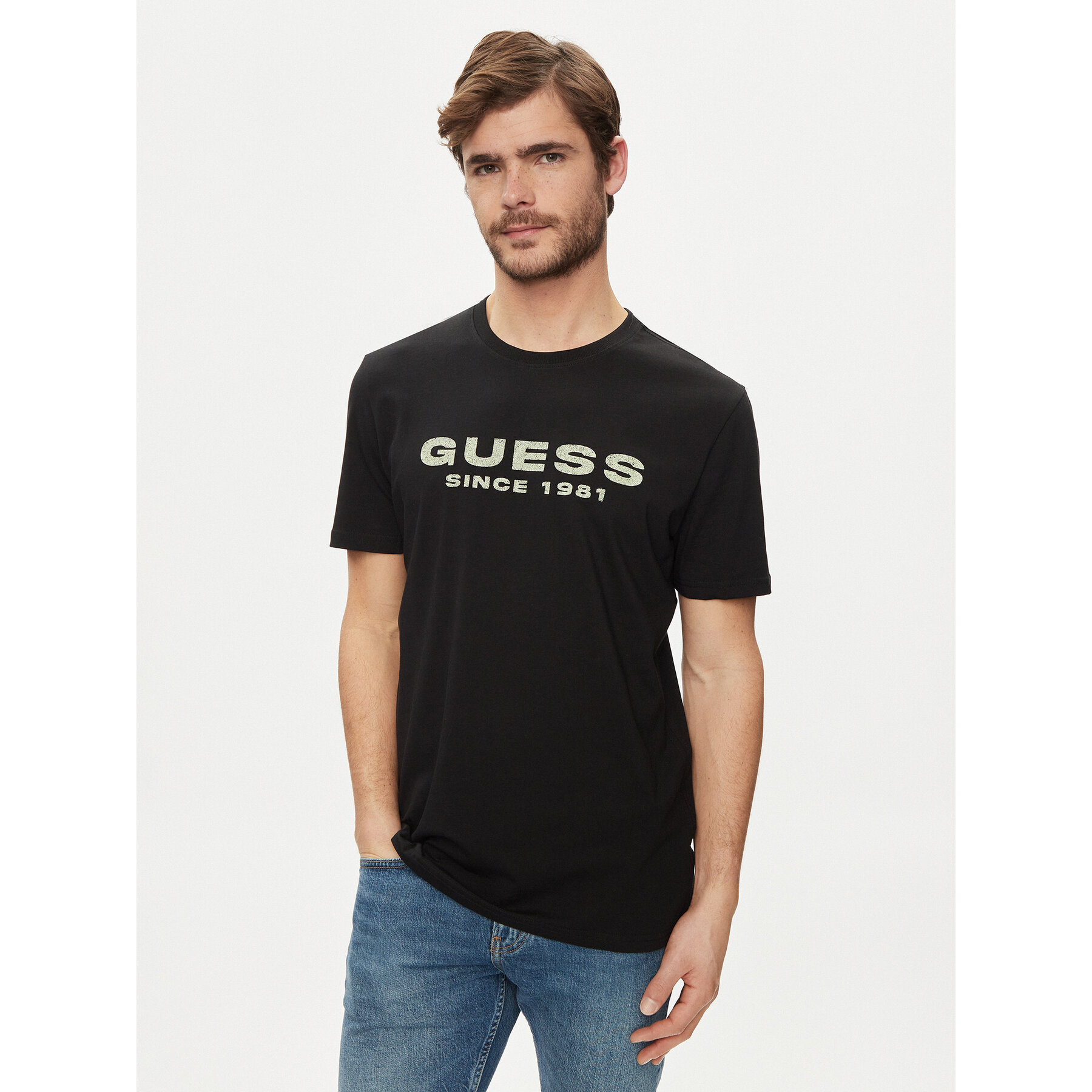 Guess T-Shirt M4GI61 J1314 Μαύρο Slim Fit