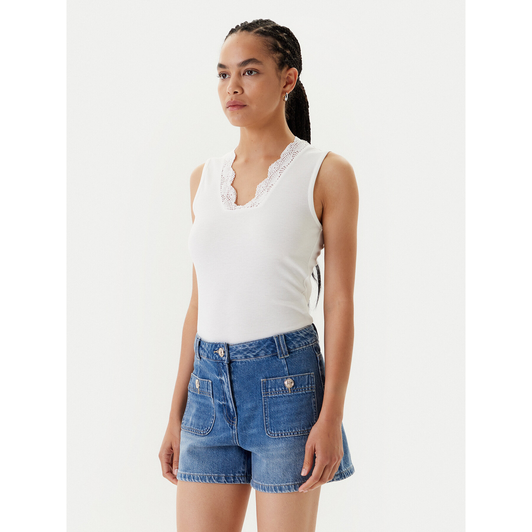 Morgan Τοπ 251-DADILO Λευκό Slim Fit