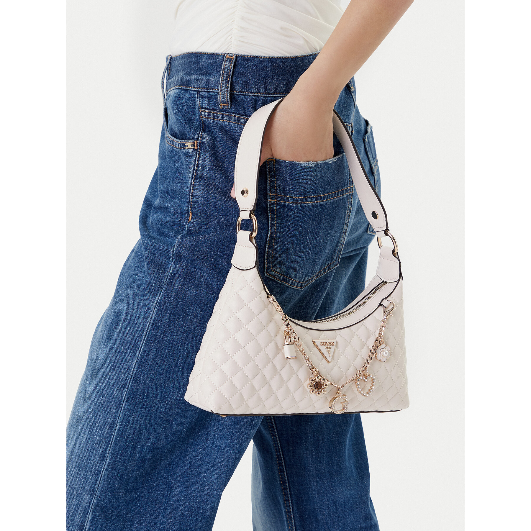 Дамска чанта Guess Everlee HWEG86 79180 Екрю