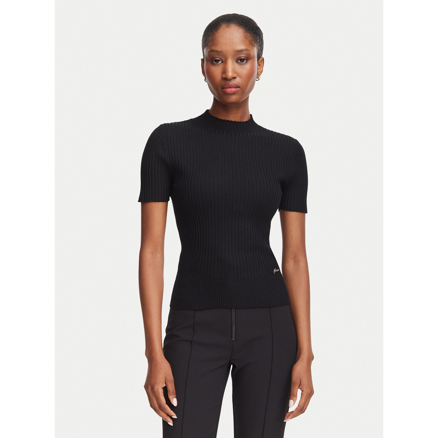 Guess Bluse W6YR23 Z0967 Schwarz Slim Fit