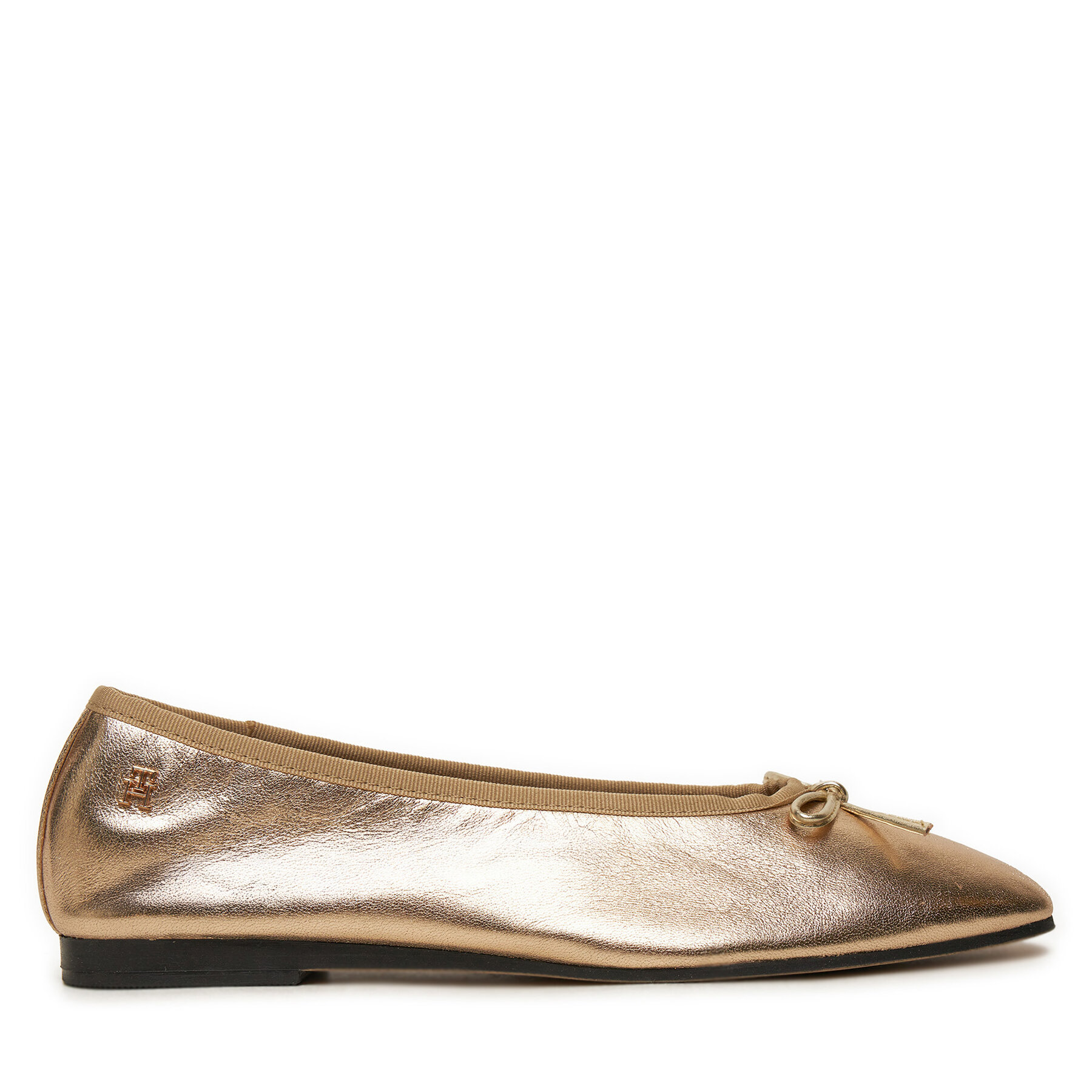 Damen Ballerinas Tommy Hilfiger, Schuhgröße 41, Golden, Ballerina Soft Leather Metallic FW0FW08452
