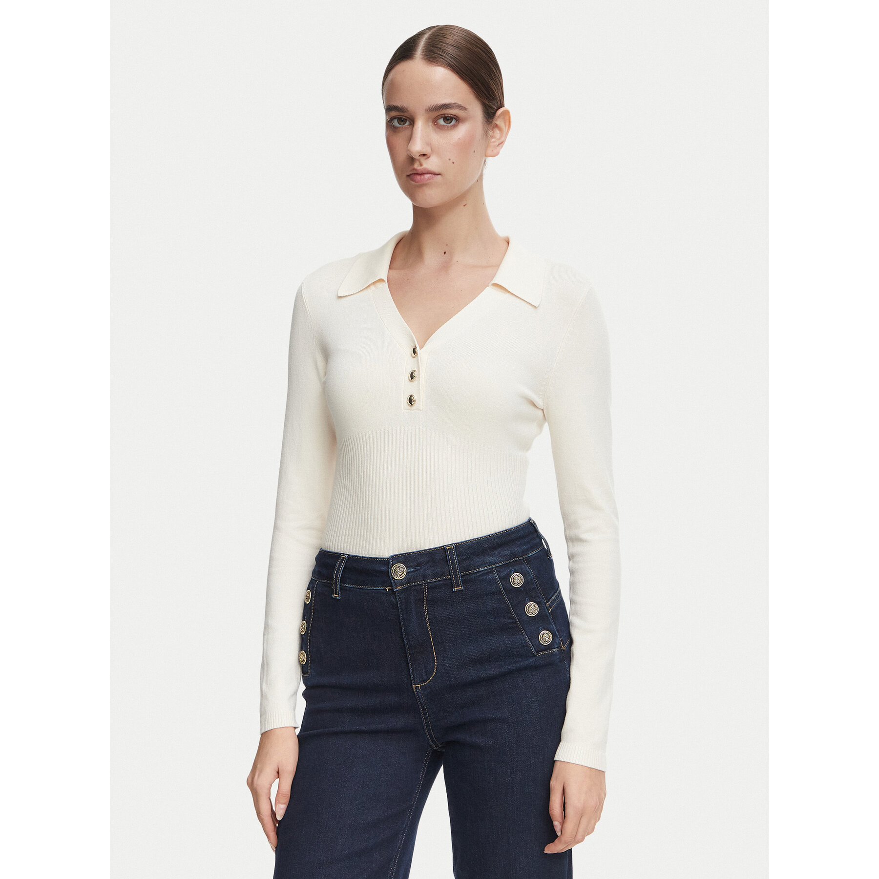 Morgan Pullover 252-MBANOU Creme Slim Fit