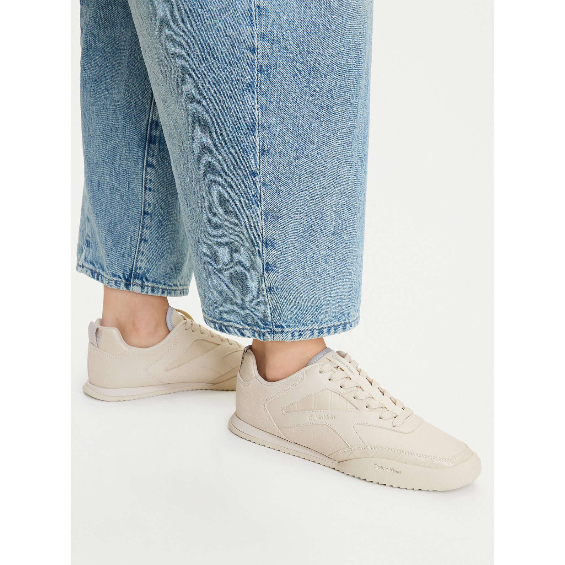 Tenisice Calvin Klein Low Pro Runner Laceup Lth Croco HW0HW03244 Krem