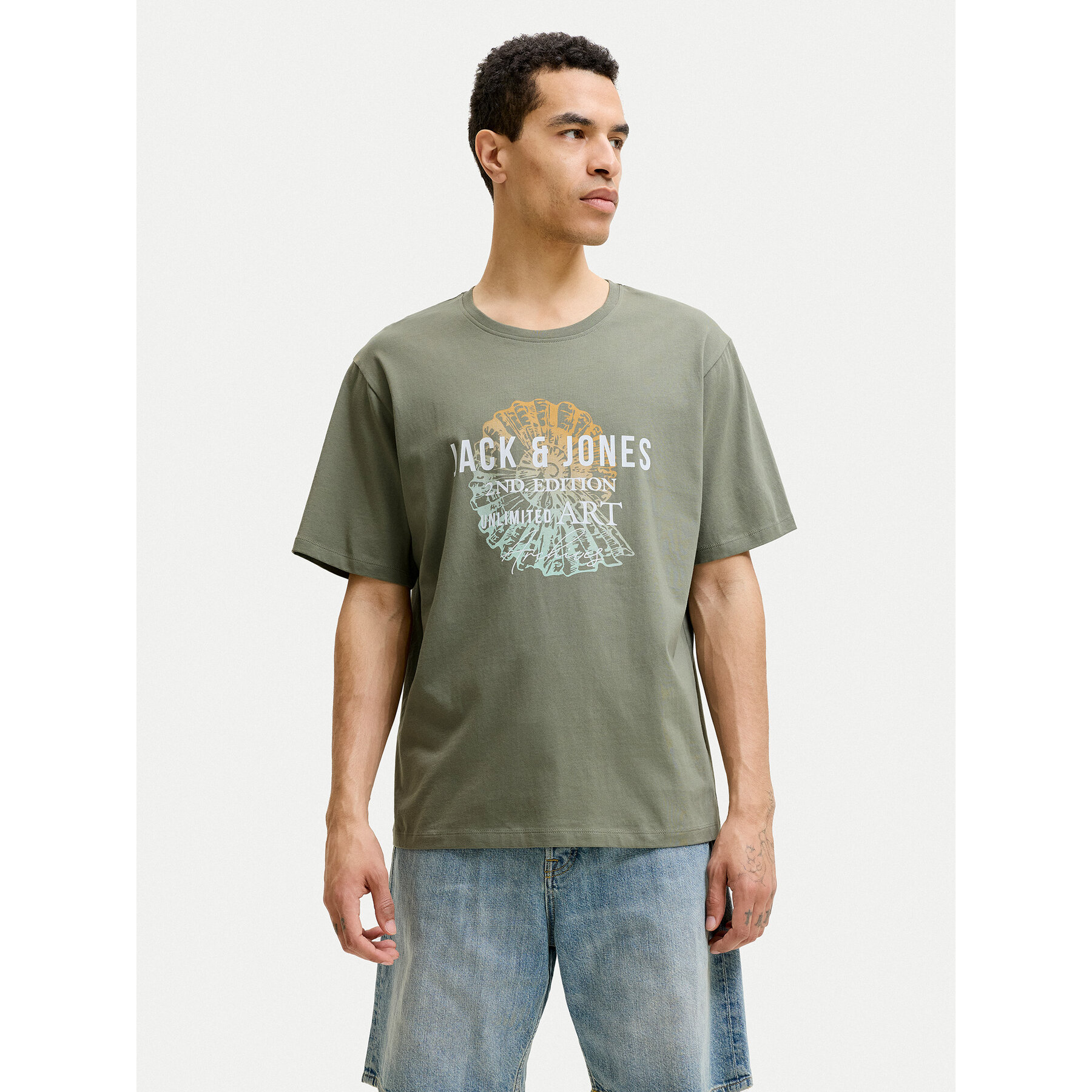 Jack & Jones T-Shirt Gradient Print 12288094 Grau Regular Fit