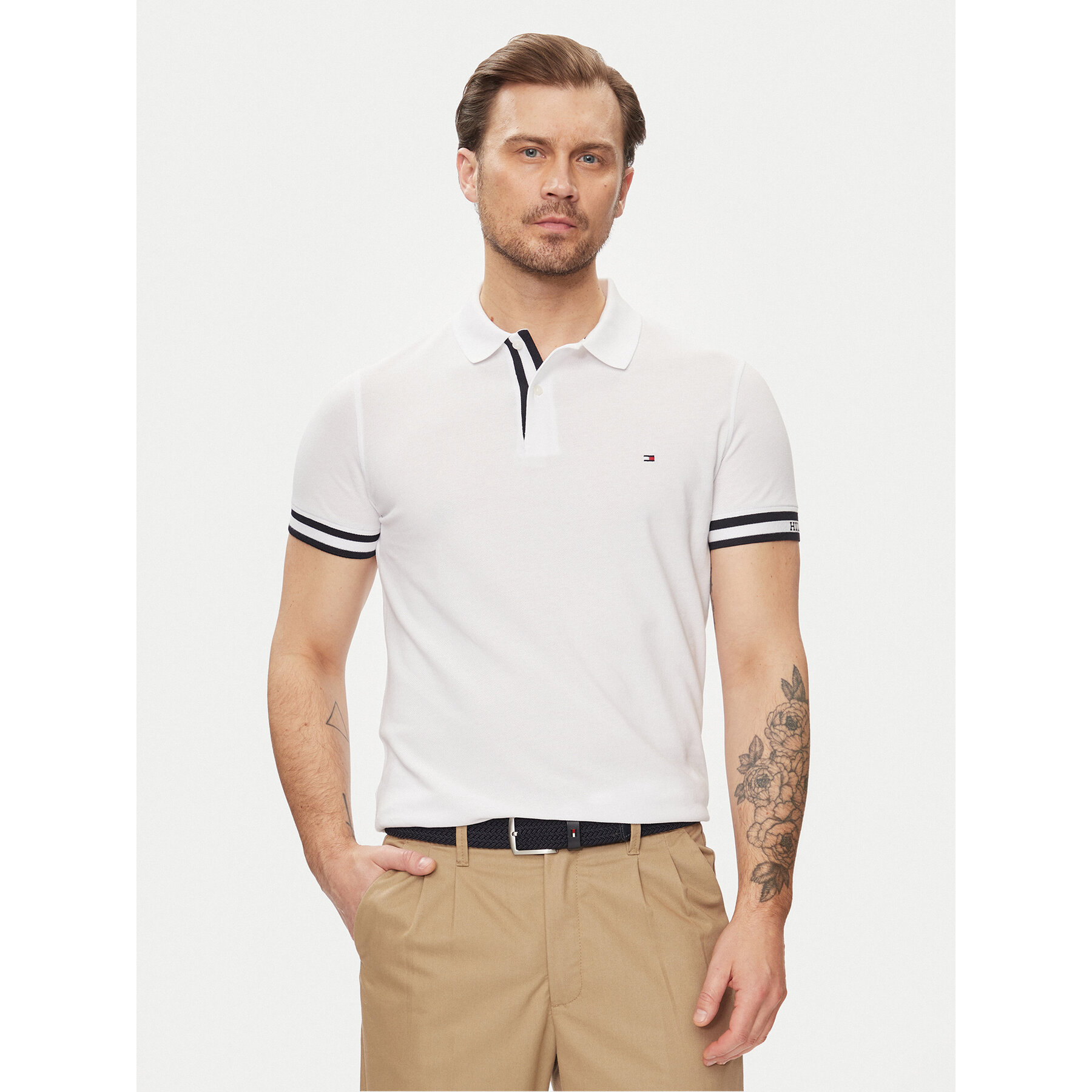 Tommy Hilfiger Polo Monotype MW0MW34737 Λευκό Slim Fit
