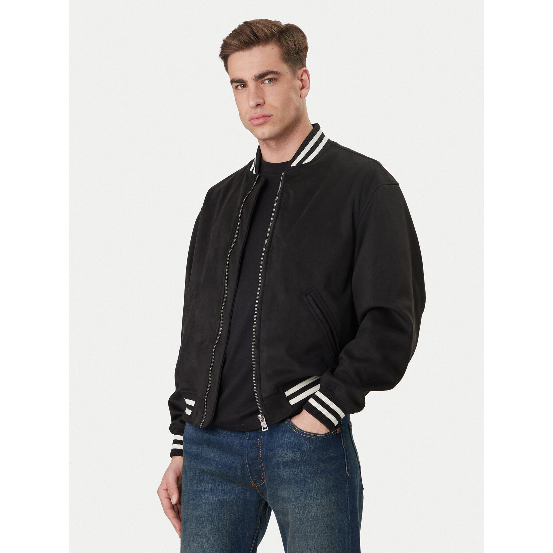 Guess Jeans Bomberjacke M6RL0J WJ842 Schwarz Regular Fit