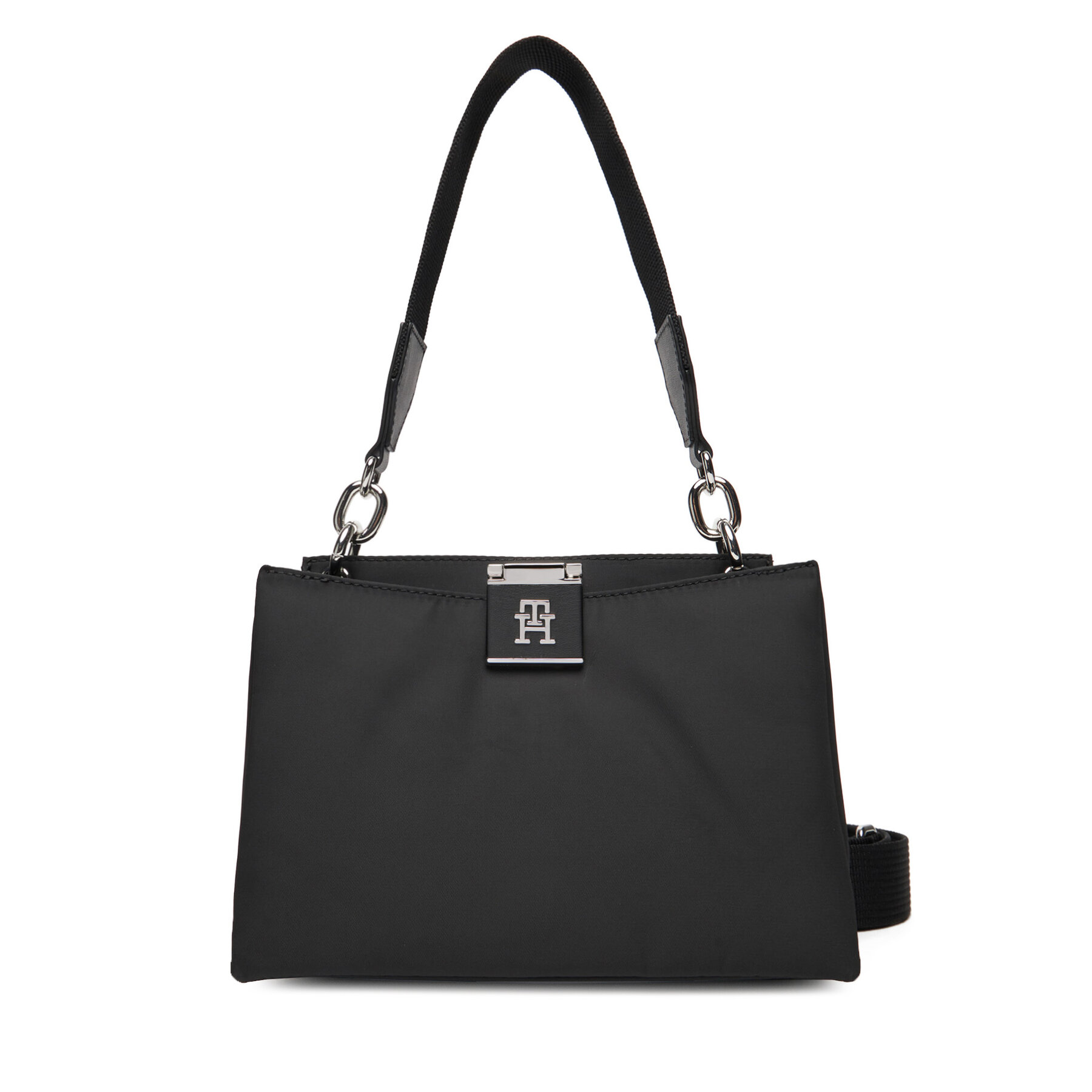 Geantă Tommy Hilfiger Th Her Med Satchel Nylon Sv AW0AW18200 Negru