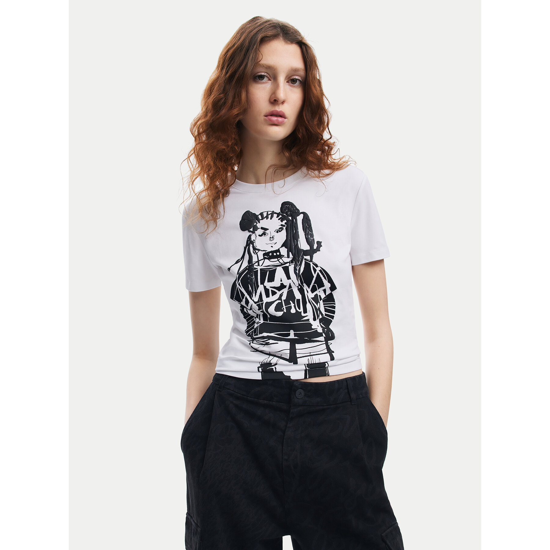 Desigual T-Shirt Choi Lacroix 24WWTK90 Λευκό Slim Fit