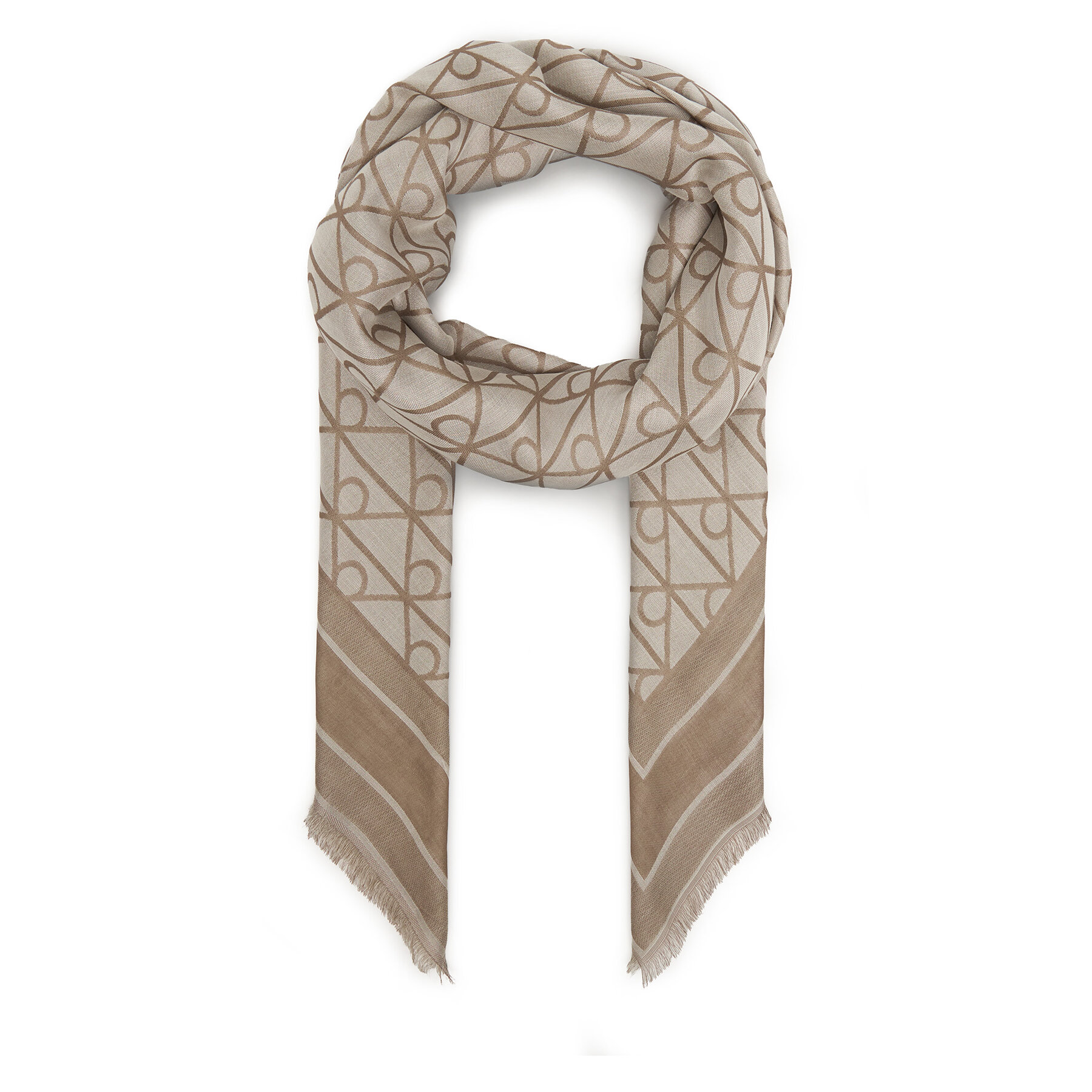 Šál/Šatka Calvin Klein Emblem Aop Jacquard Square Scarf LV04F8080G Béžová