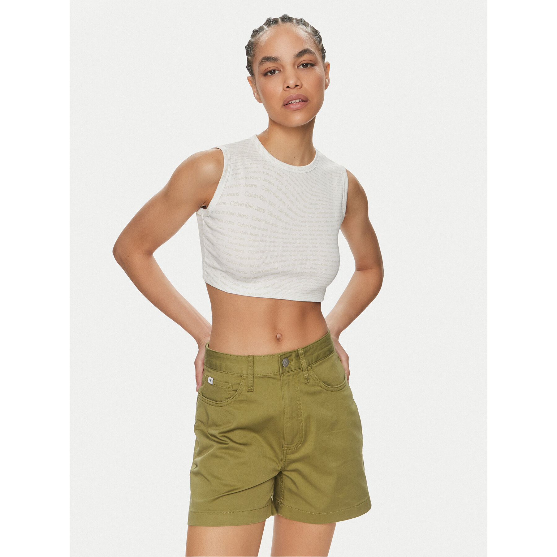 Calvin Klein Jeans Τοπ J20J223163 Λευκό Slim Fit