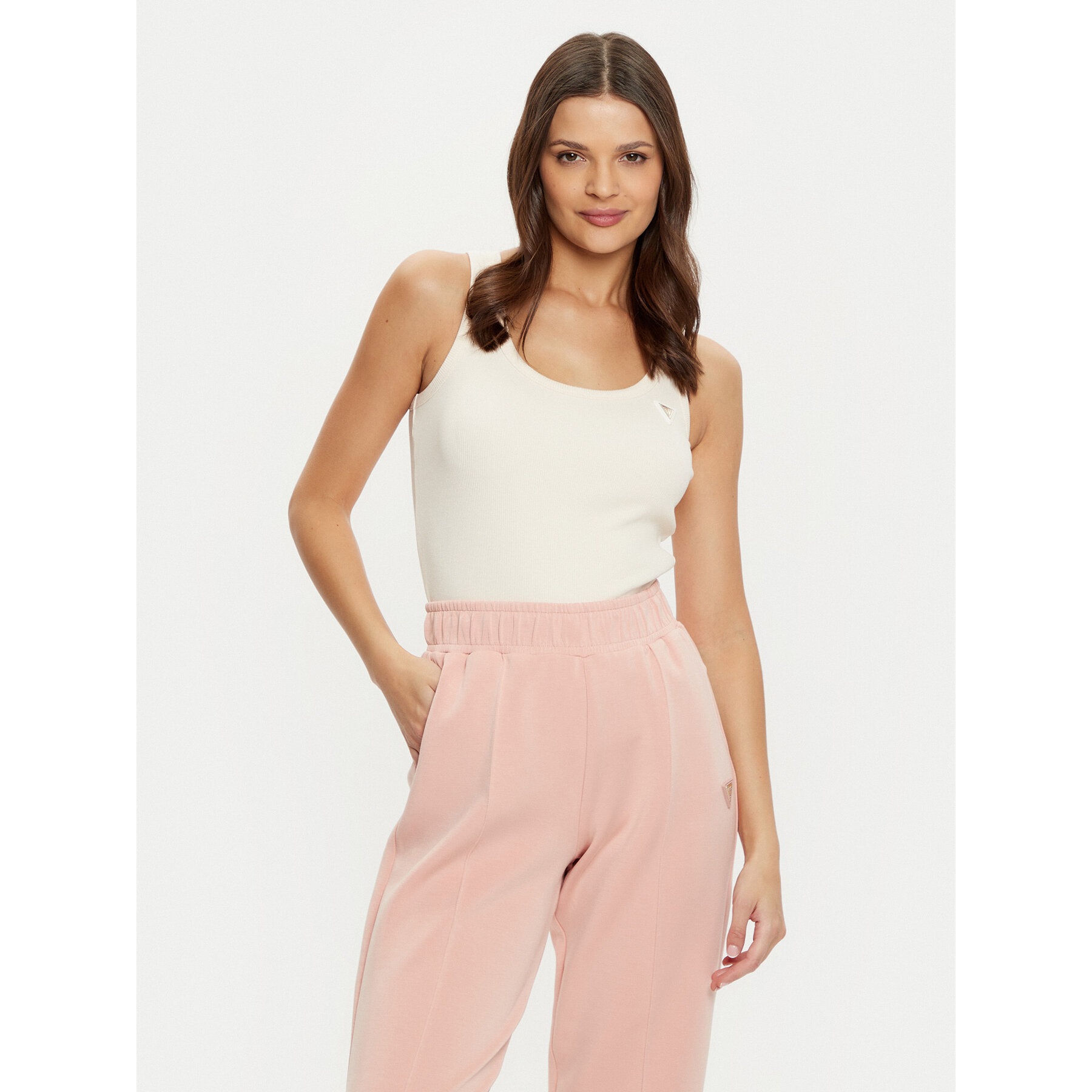 Guess Τοπ V4YP06 K8RT2 Εκρού Regular Fit