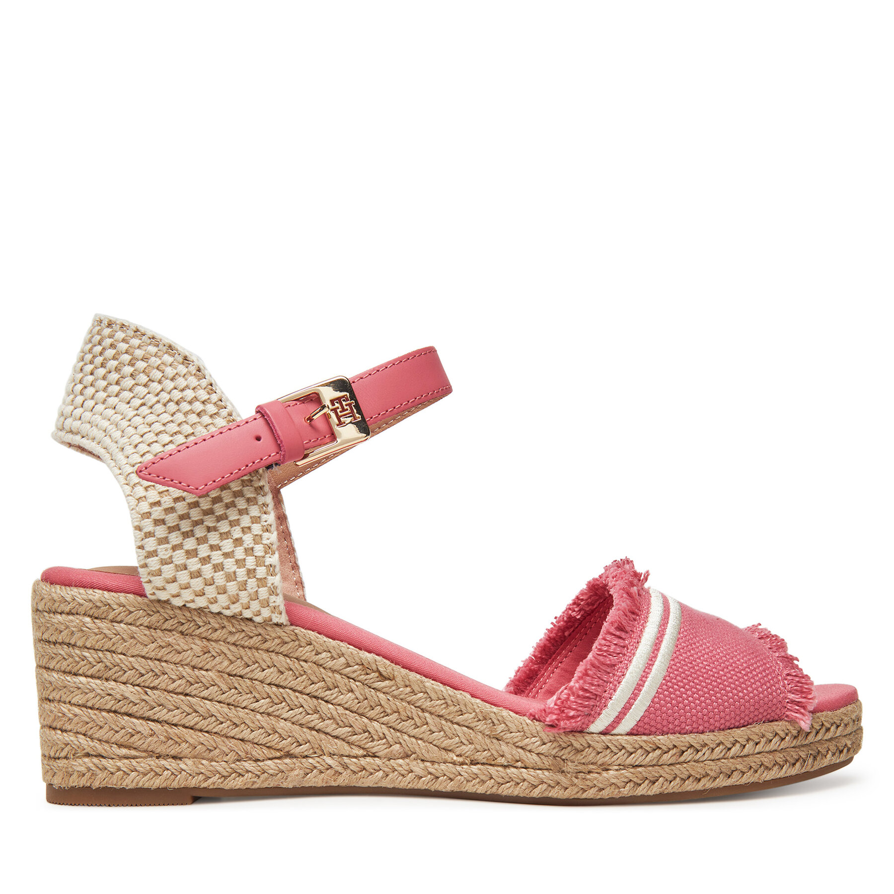 Εσπαντρίγιες Tommy Hilfiger Fringe Canvas Medium Wedge FW0FW08879 Ροζ