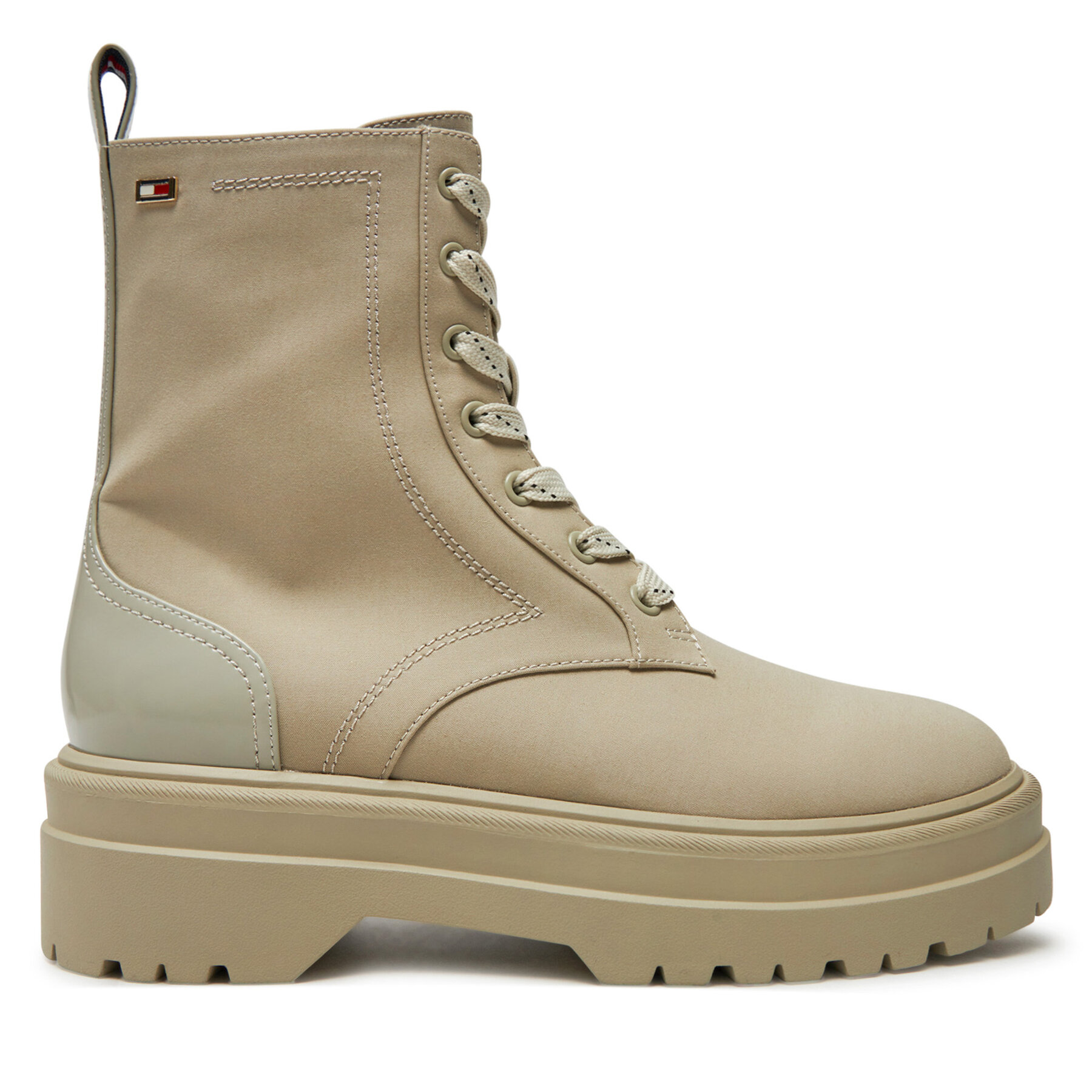 Damskie Trapery Tommy Hilfiger, Rozmiar 41 Beżowy Flag Ventile Lace Up Boot FW0FW08287