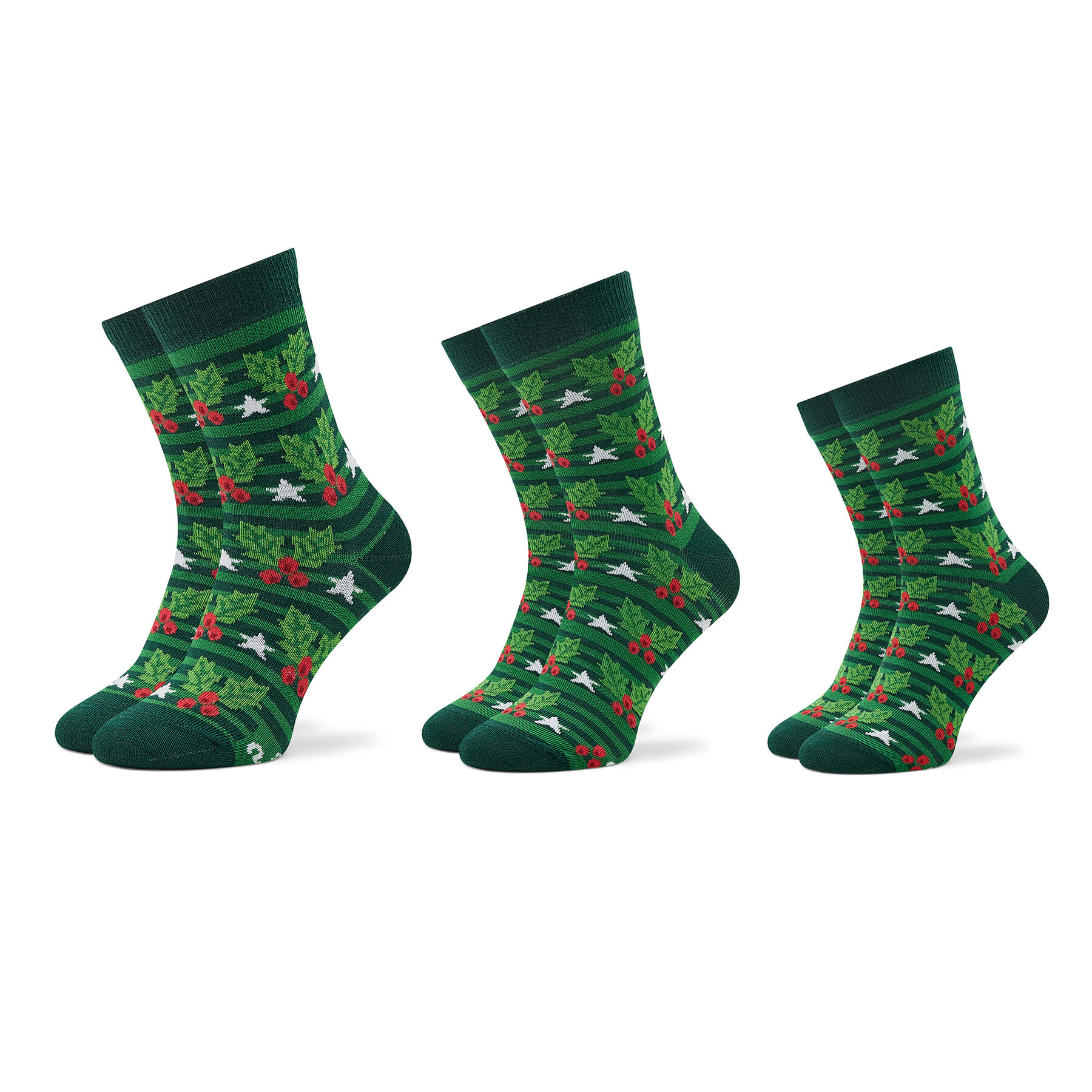 Lot de 3 paires de chaussettes hautes unisexe Rainbow Socks Xmas Balls Vert
