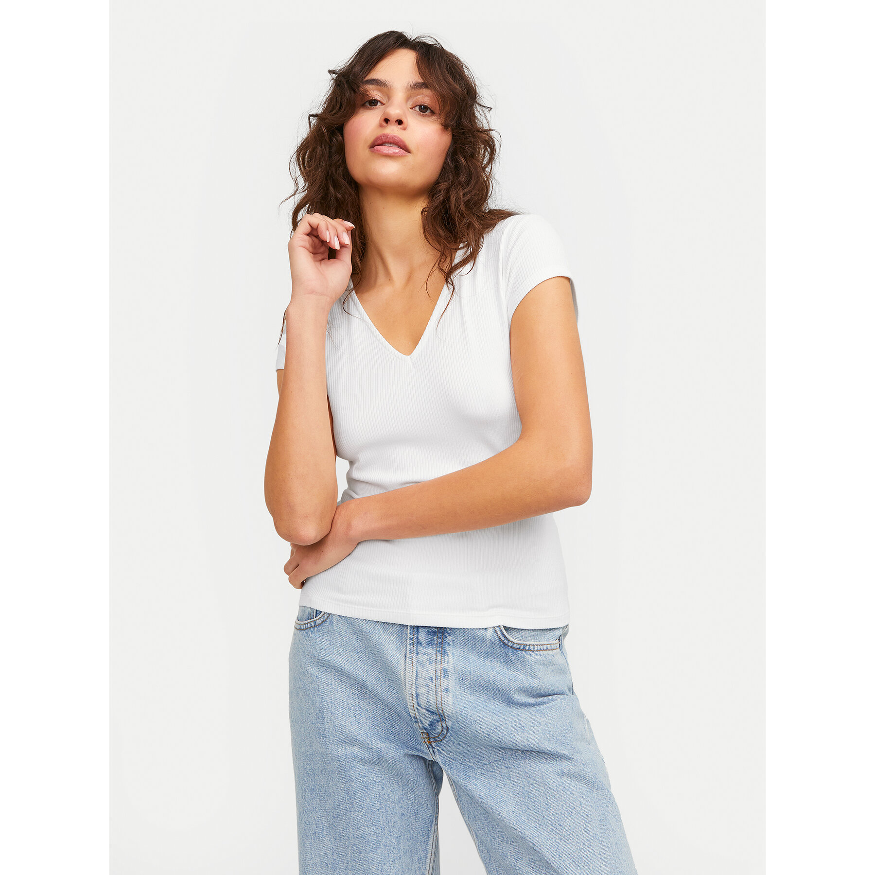 JJXX Póló Hayden 12249361 Fehér Slim Fit