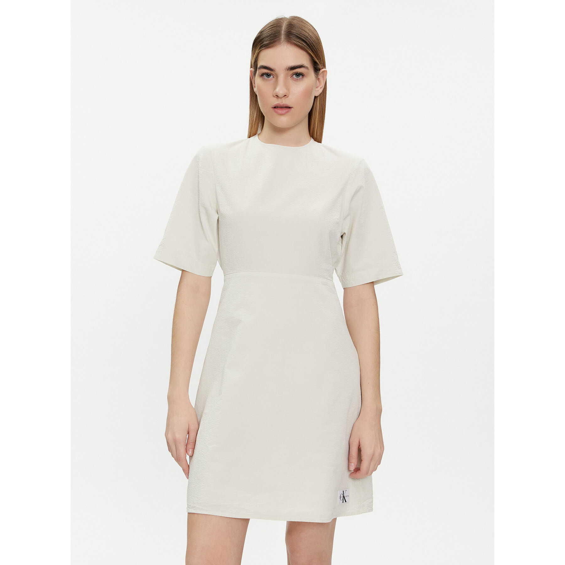 Calvin Klein Jeans Sommerkleid J20J223425 Écru Regular Fit