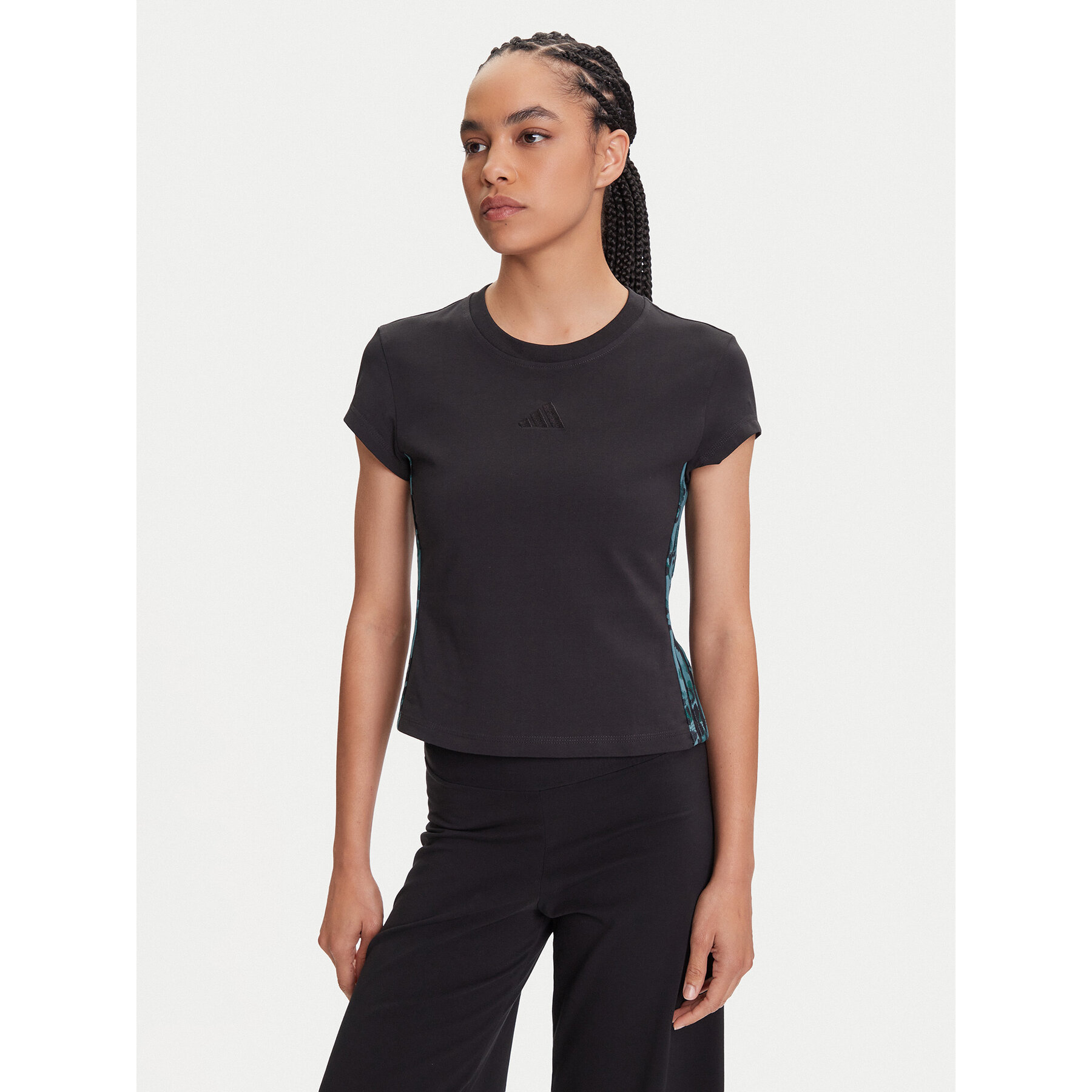 adidas T-Shirt Animal Print 3-Stripes JM1850 Μαύρο Slim Fit